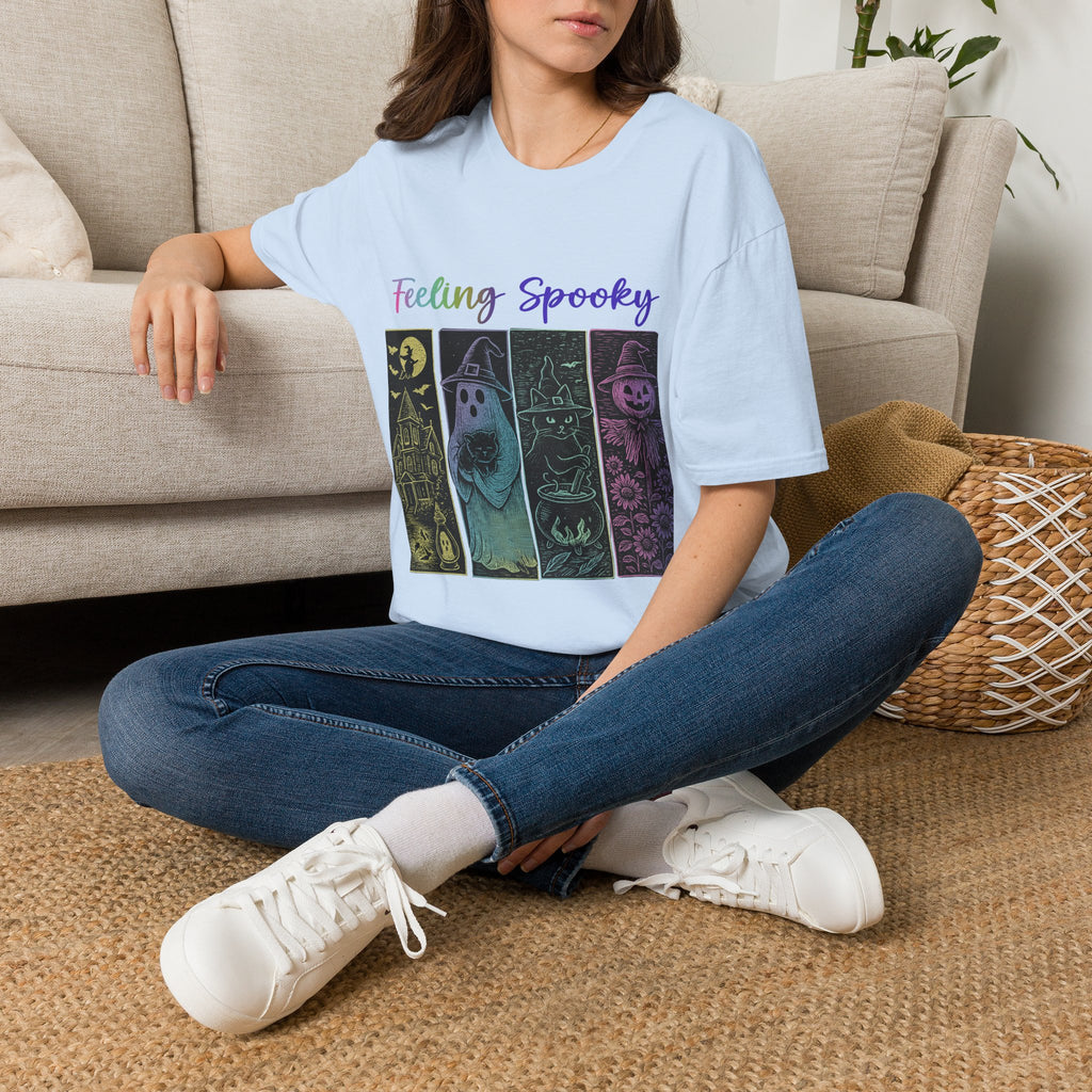 Feeling Spooky Halloween T-Shirt — Cute Ghost & Pumpkin Graphic