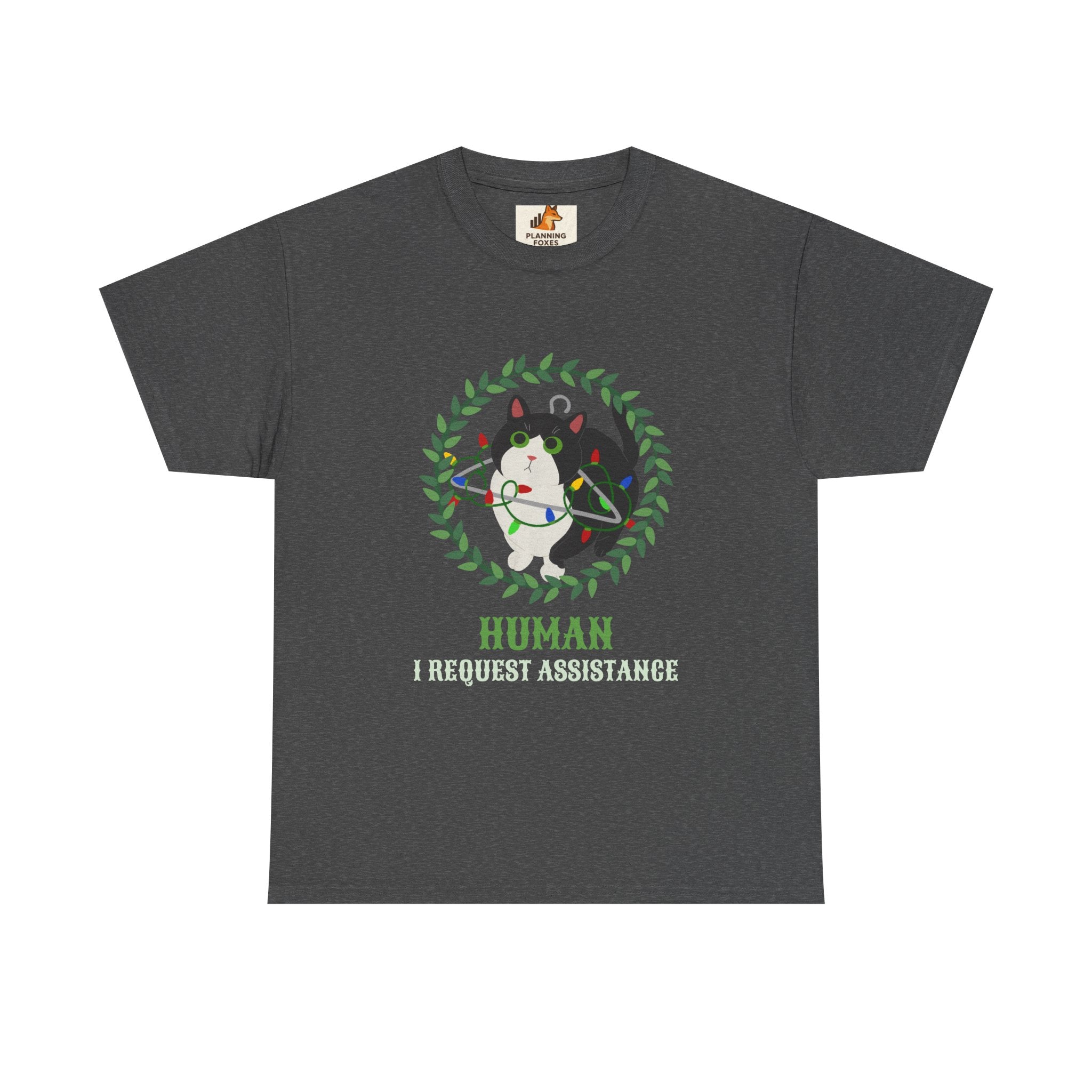 T-Shirt — 'Human, Fur-riendly Assistance' Cute Dog Wreath Graphic Tee