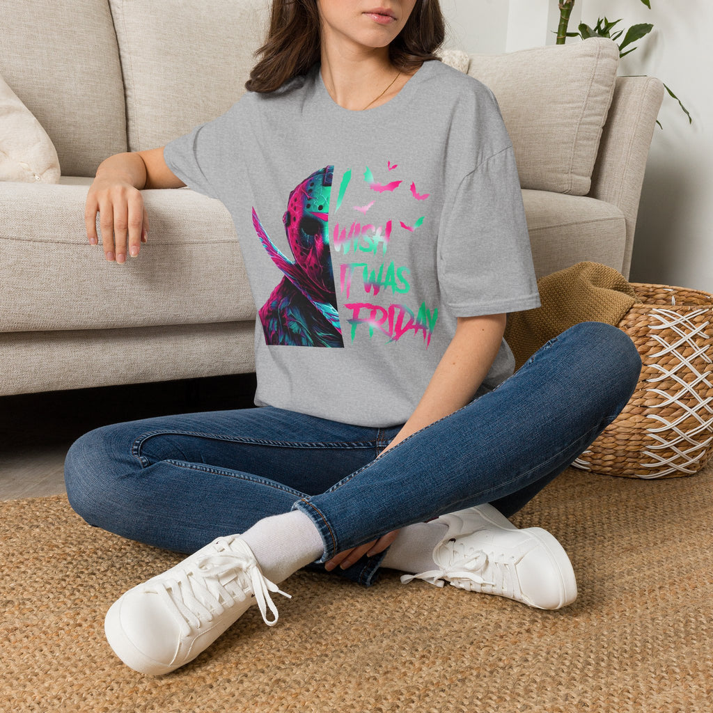 Friday Vibes T-Shirt — Neon Jason "Wish It Was Friday" Graphic Tee