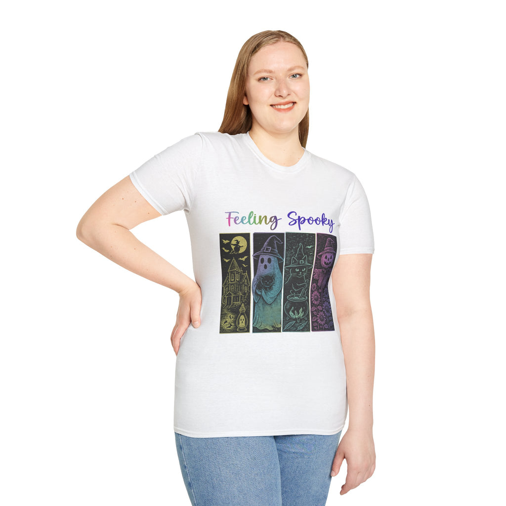 Feeling Spooky Halloween T-Shirt — Cute Ghost & Pumpkin Graphic