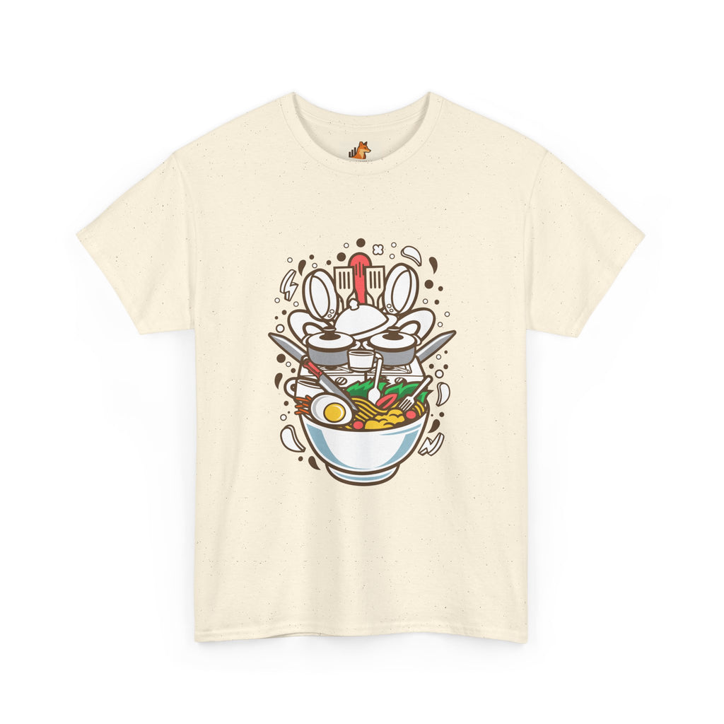 Ramen Bowl Graphic Tee – Cute Cartoon Noodles, Eggs & Chopsticks T-Shirt
