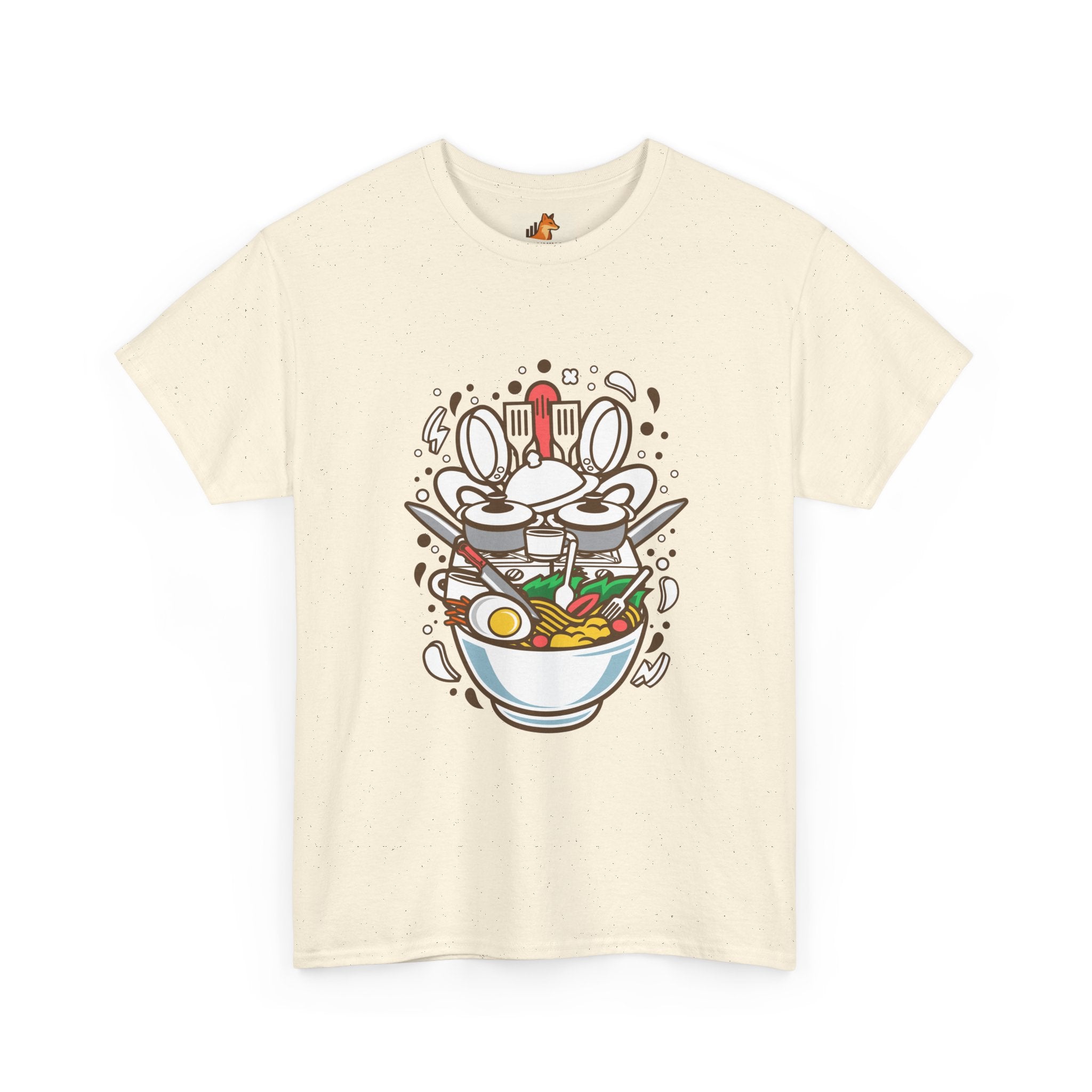 Ramen Bowl Graphic Tee – Cute Cartoon Noodles, Eggs & Chopsticks T-Shirt