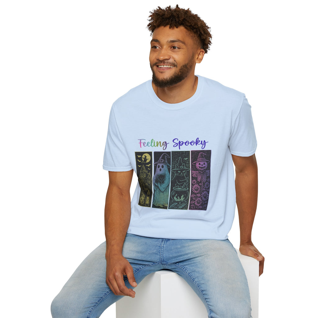 Feeling Spooky Halloween T-Shirt — Cute Ghost, Witch & Pumpkin Design