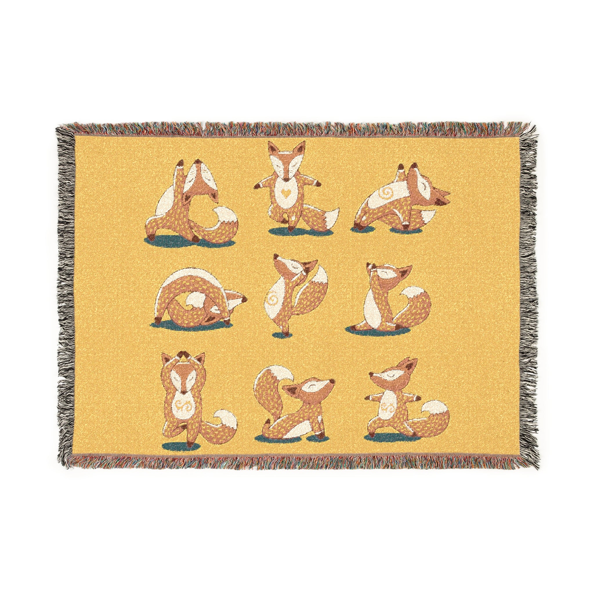 Fox Poses Woven Blanket — Cozy Cabin Throw for Animal Lovers