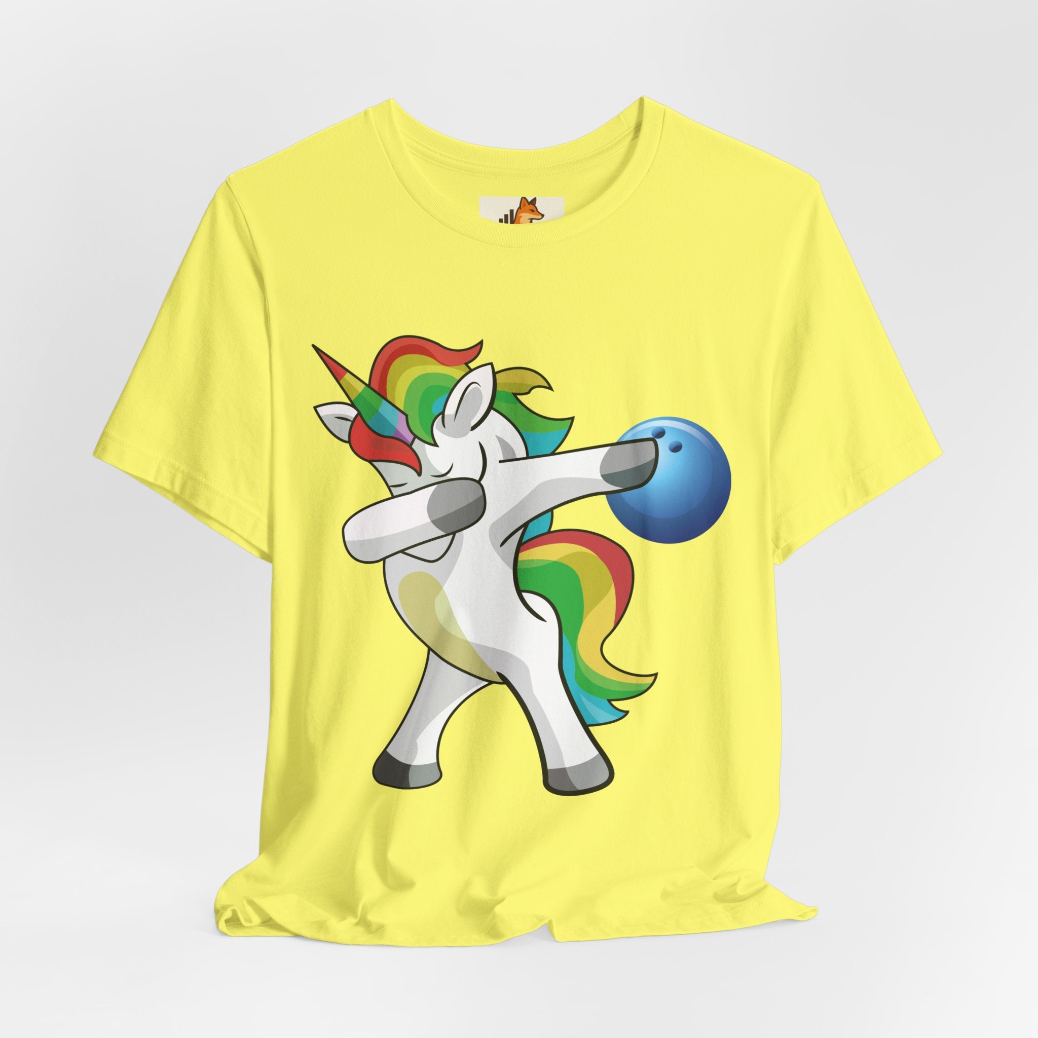 Dabbing Rainbow Unicorn Bowling T‑Shirt