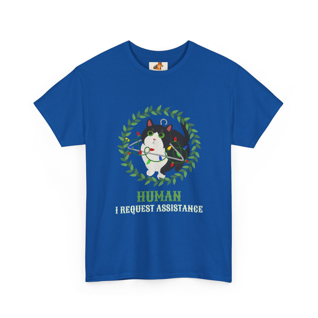 T-Shirt — 'Human, Fur-riendly Assistance' Cute Dog Wreath Graphic Tee