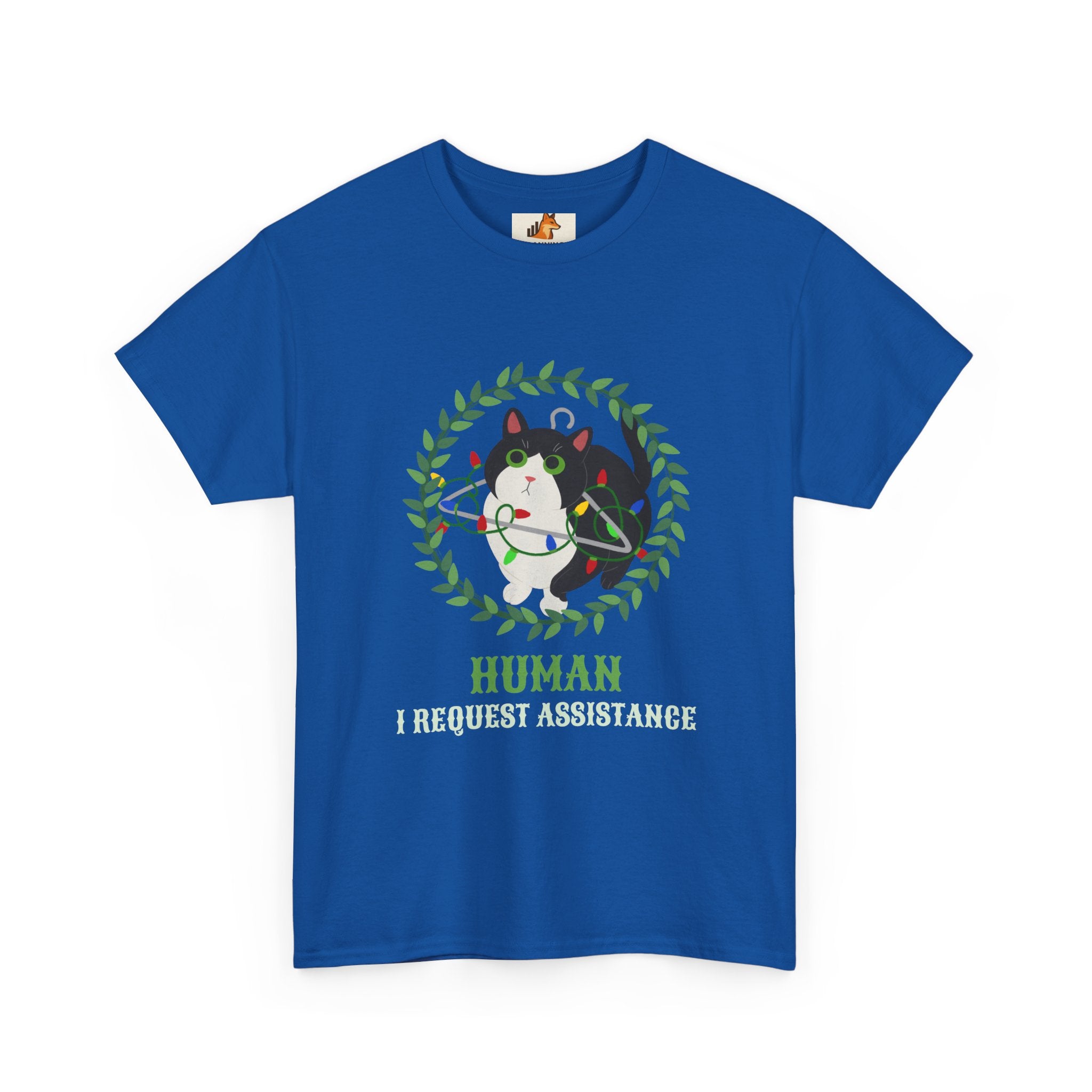 T-Shirt — 'Human, Fur-riendly Assistance' Cute Dog Wreath Graphic Tee