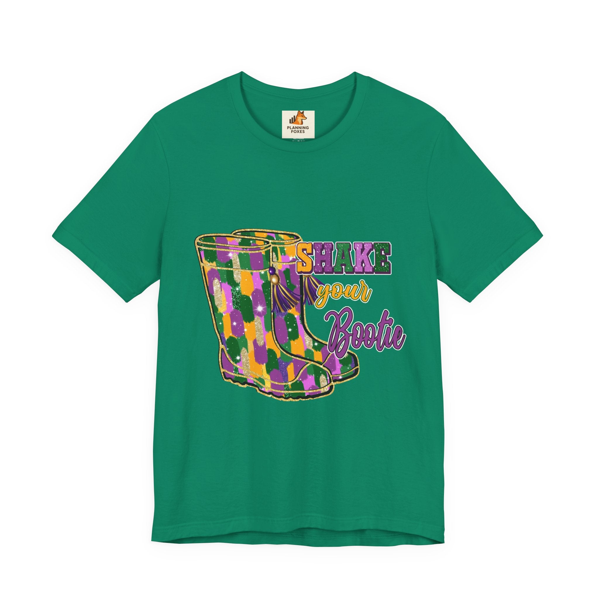Mardi Gras 'Shake Your Bootie' T‑Shirt — Louisiana Fleur‑de‑Lis Tee
