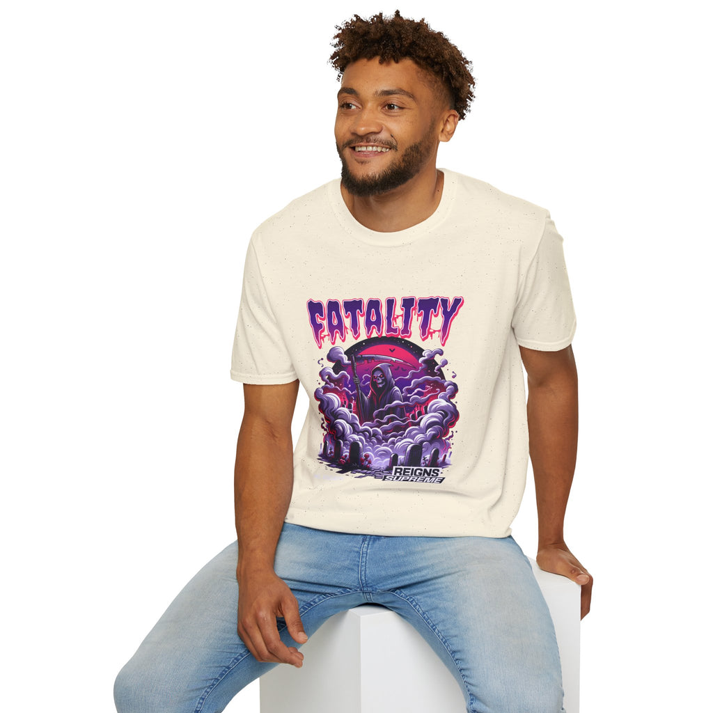 Fatality Graphic Tee — Grim Reaper Arcade Horror T-Shirt