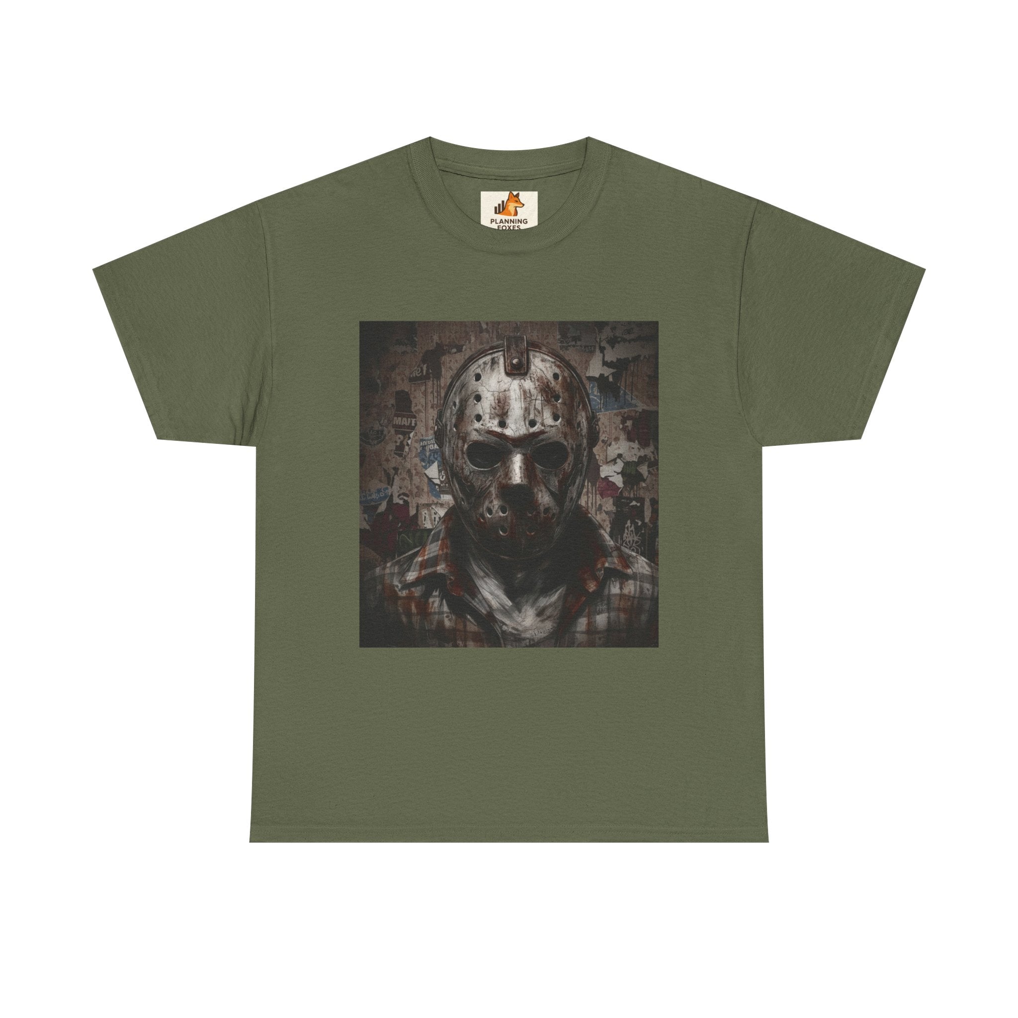 Hockey Mask Horror Tee — Retro Jason-Style Slasher Graphic Shirt