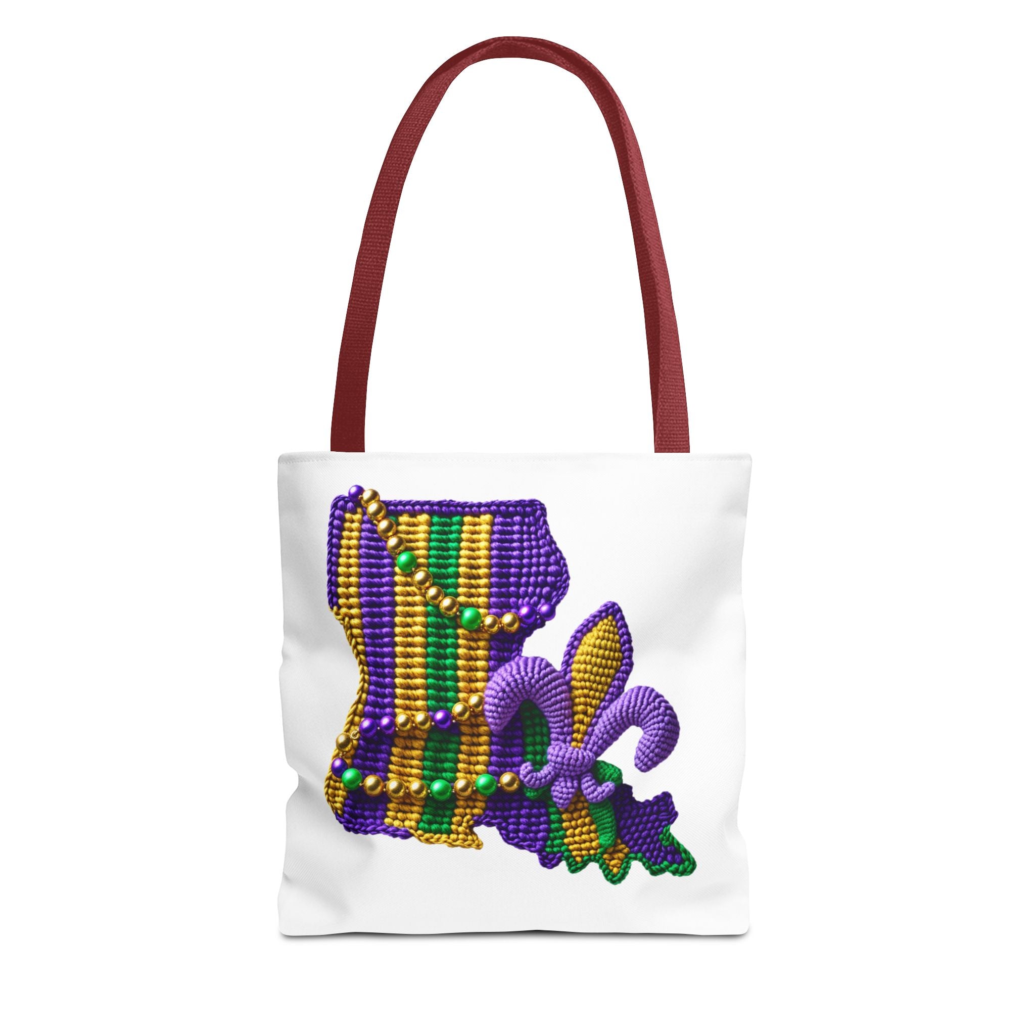 Mardi Gras Louisiana Tote Bag — Fleur‑de‑Lis Beads All‑Over Print