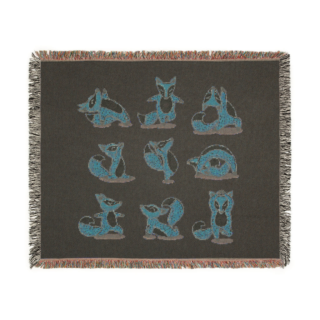 Fox Poses Woven Blanket — Cozy Cabin Throw for Animal Lovers