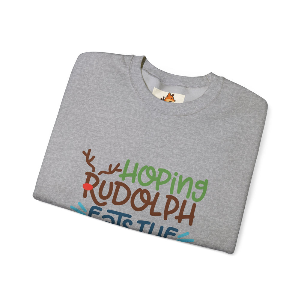Holiday Sweatshirt – "Hoping Rudolph Eats the Naughty List" Funny Christmas Crewneck