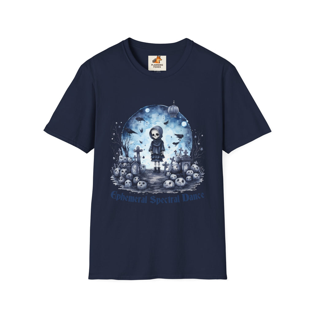 T-Shirt — Gothic Cute Grim Reaper Design (“Ephemeral Spectral Dance”)