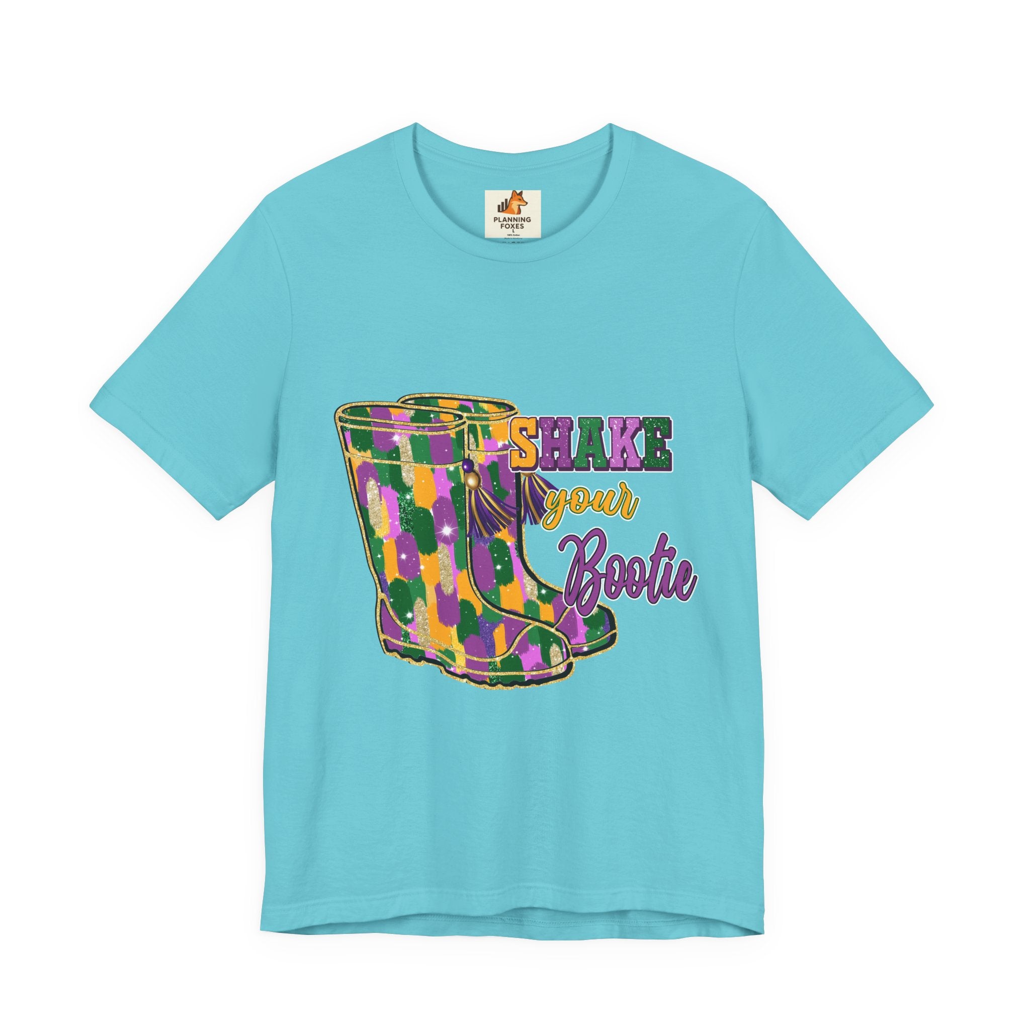 Mardi Gras 'Shake Your Bootie' T‑Shirt — Louisiana Fleur‑de‑Lis Tee