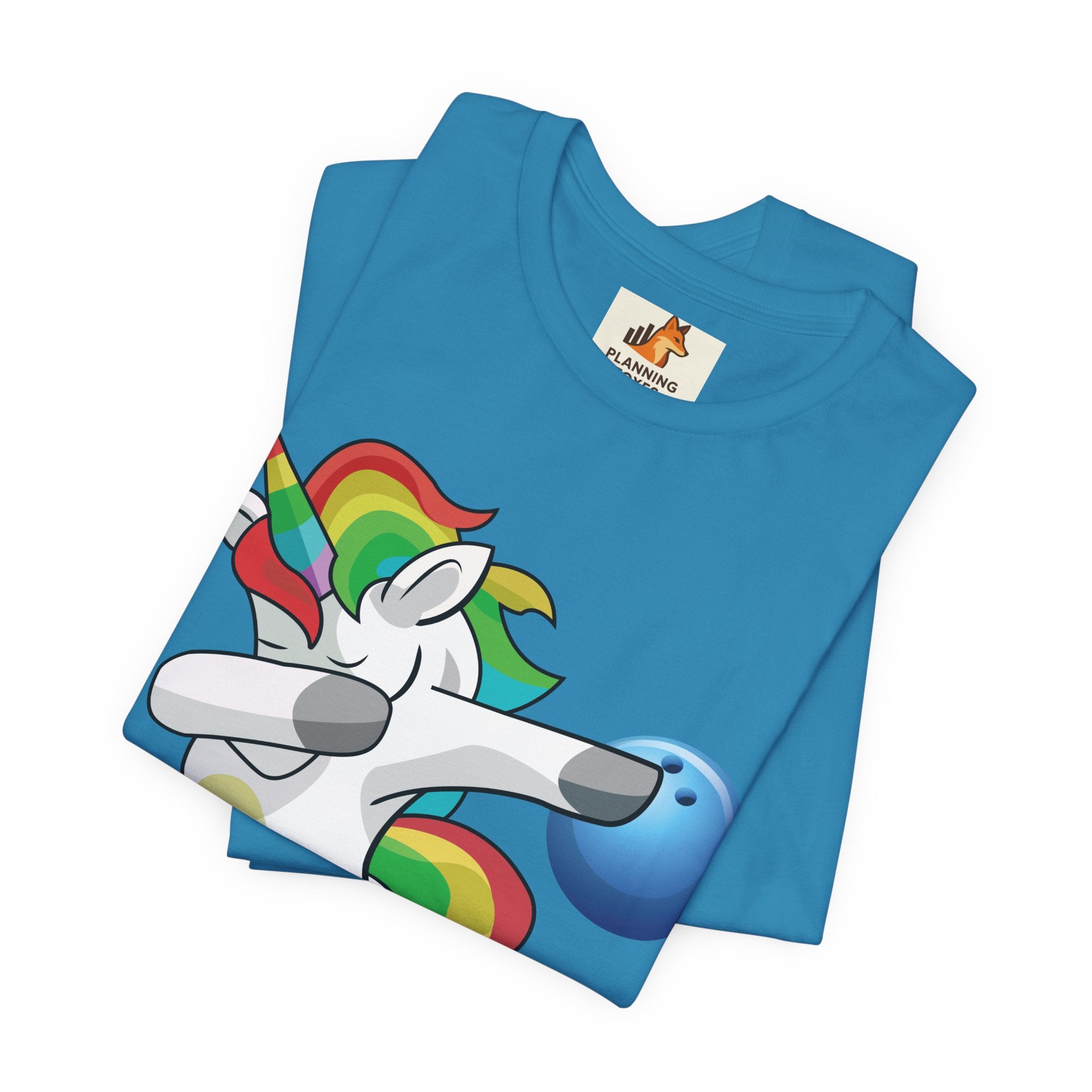 Dabbing Rainbow Unicorn Bowling T‑Shirt
