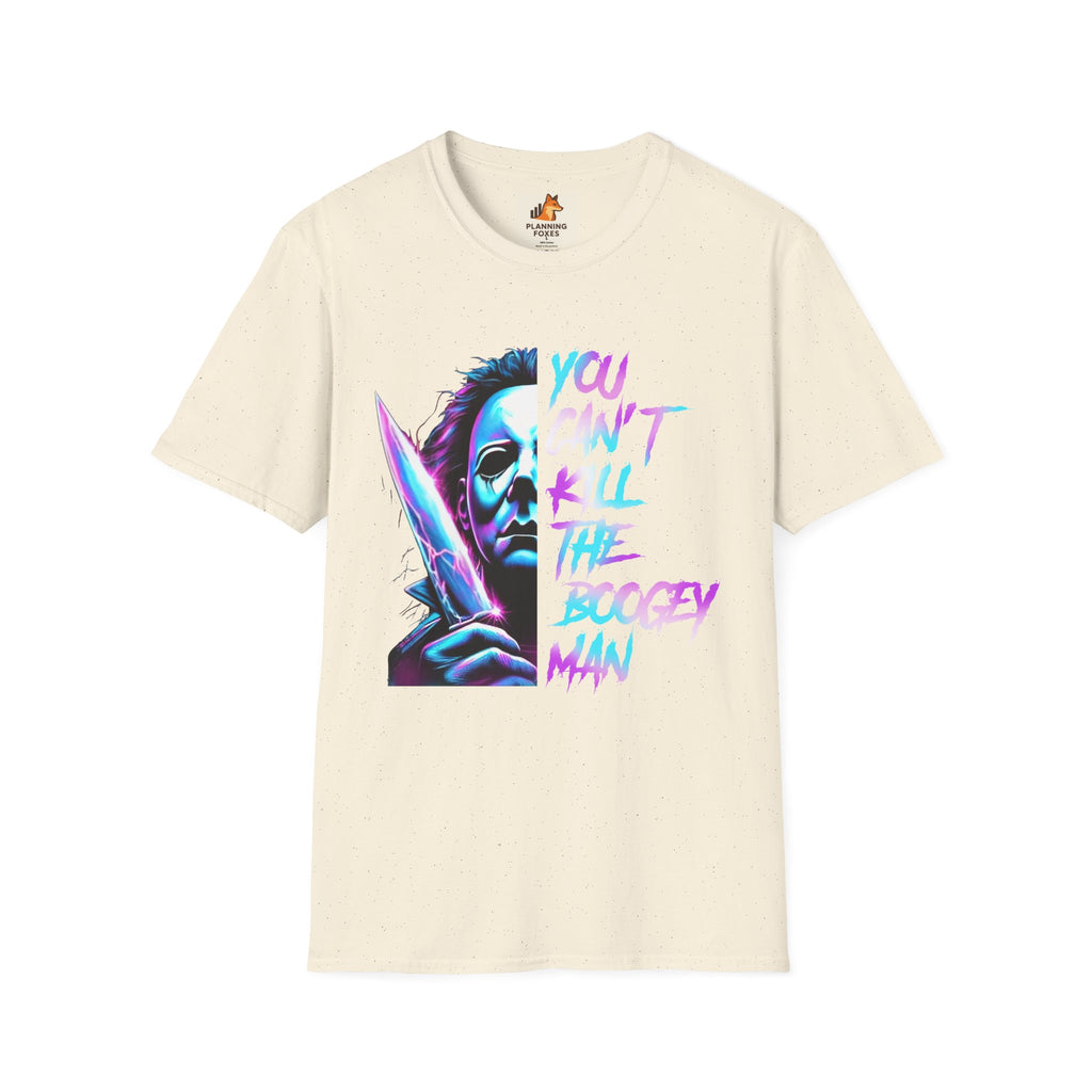 Horror Graphic T-Shirt — Neon “You Can’t Kill the Boogeyman” Michael Mask Tee