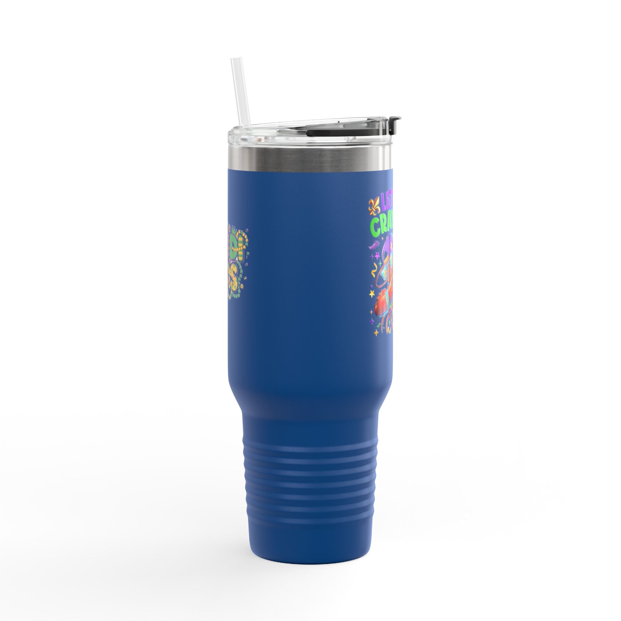40oz Insulated Travel Mug — "Let's Get Cray Cray" Colorful Crawfish Party Design