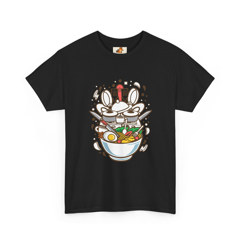 Ramen Bowl Graphic Tee – Cute Cartoon Noodles, Eggs & Chopsticks T-Shirt