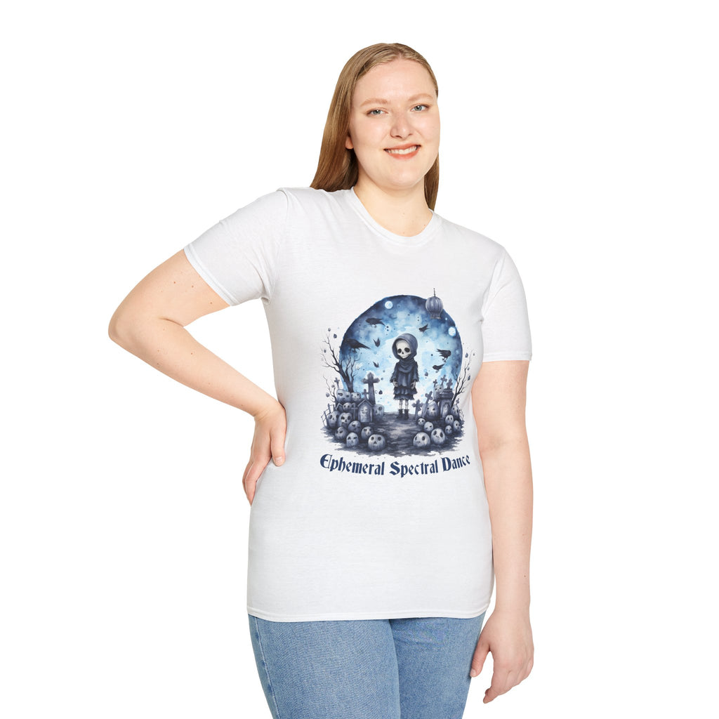 T-Shirt — Gothic Cute Grim Reaper Design (“Ephemeral Spectral Dance”)
