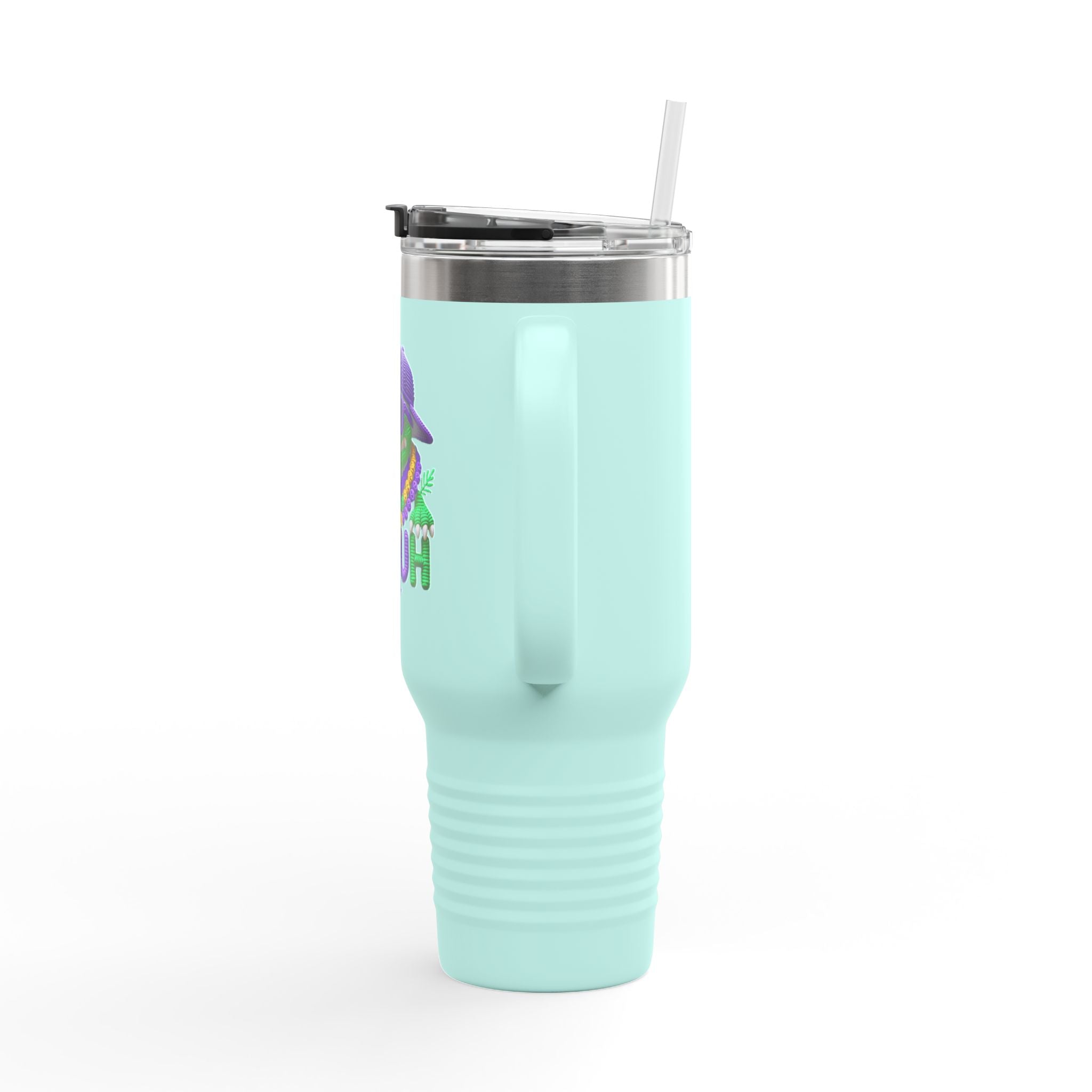 40oz Insulated Travel Mug – Cool Gator 'BRUH' Stainless Tumbler with Straw