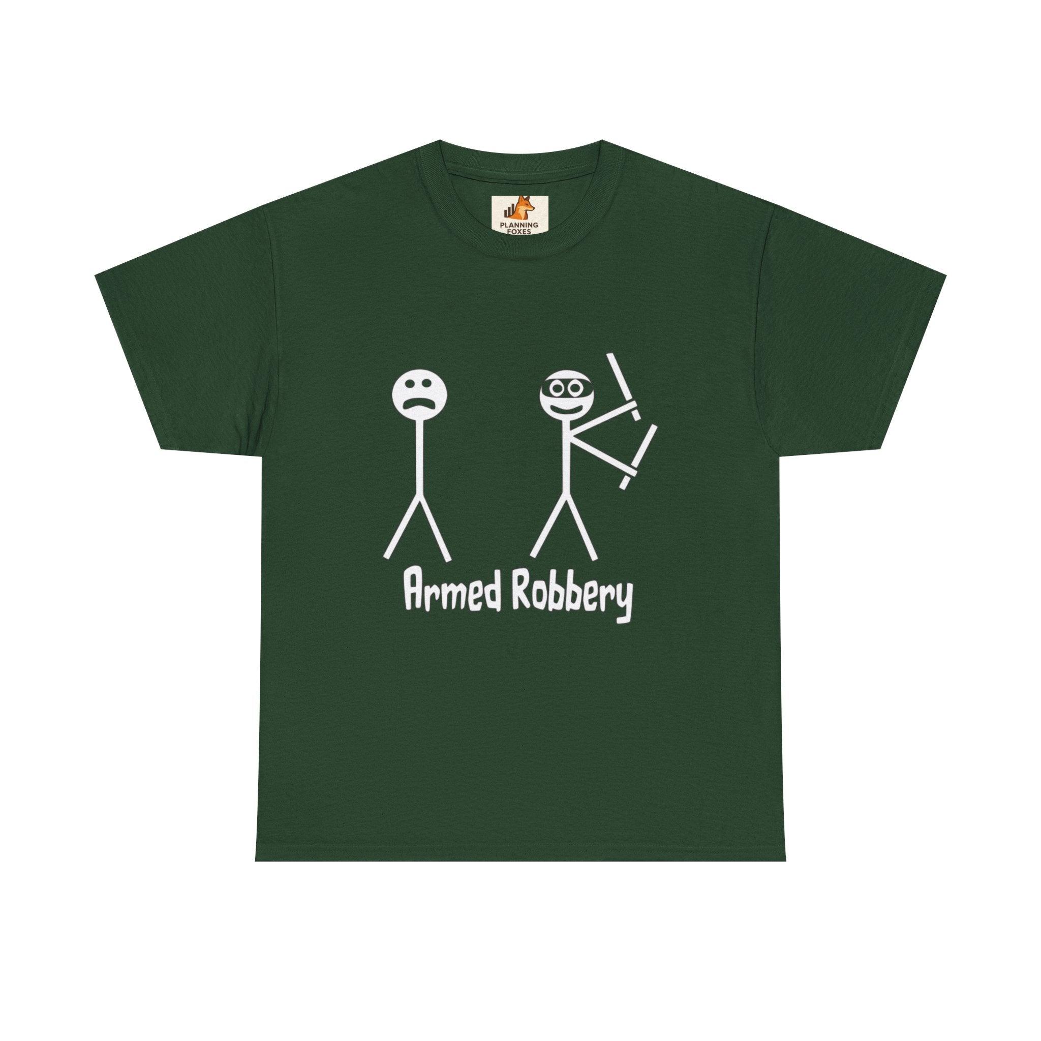 T-Shirt — 'Armed Robbery' Stick Figure Graphic Tee
