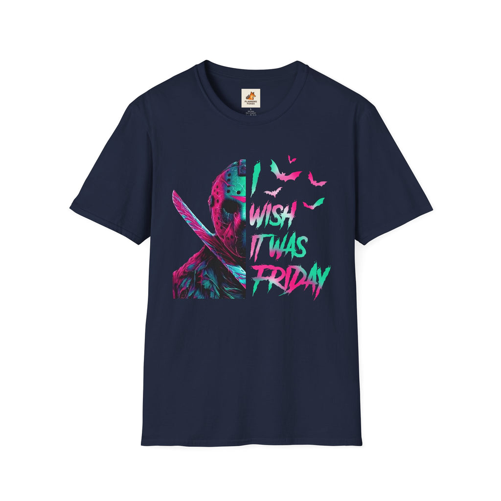 Friday Vibes T-Shirt — Neon Jason "Wish It Was Friday" Graphic Tee