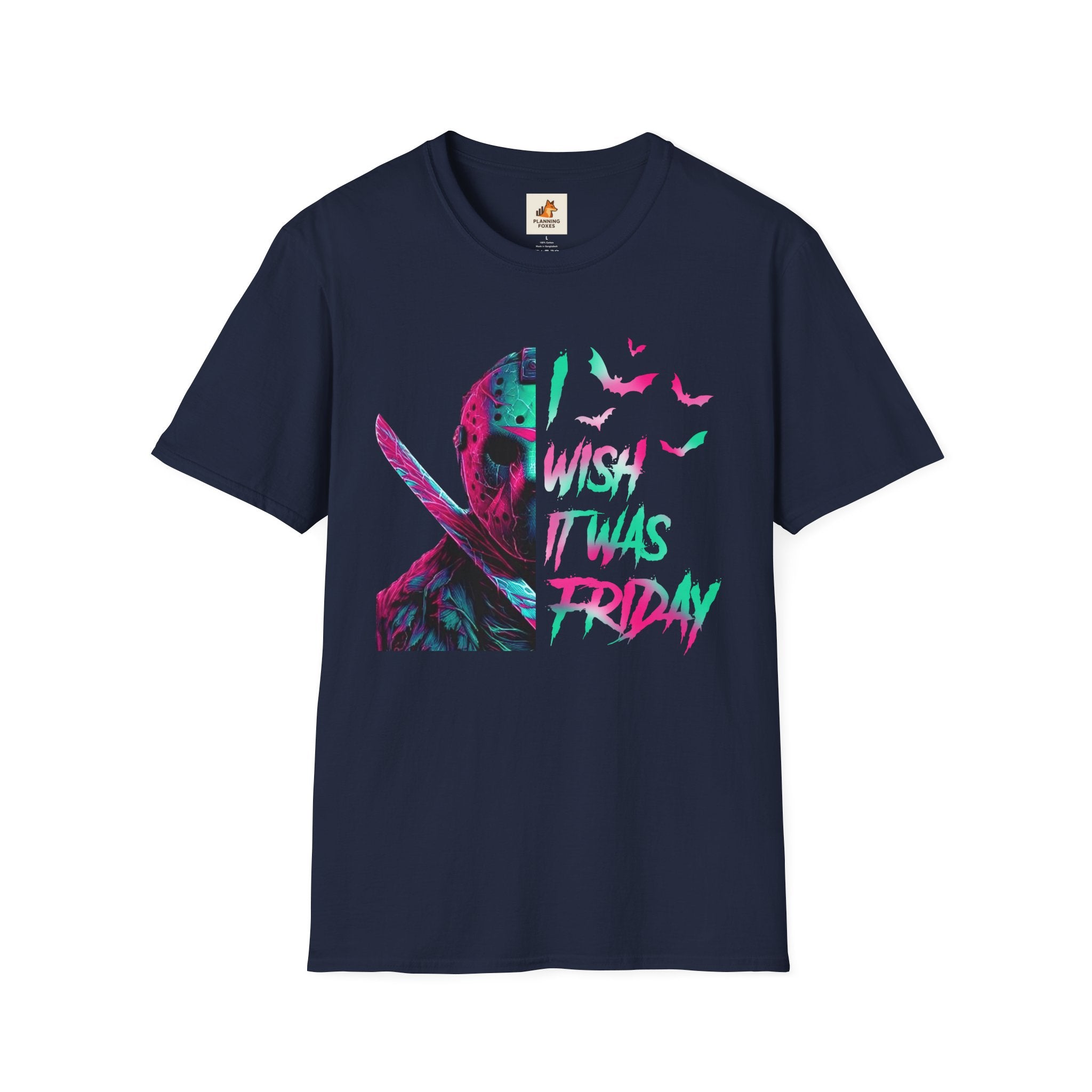 Friday Vibes T-Shirt — Neon Jason "Wish It Was Friday" Graphic Tee
