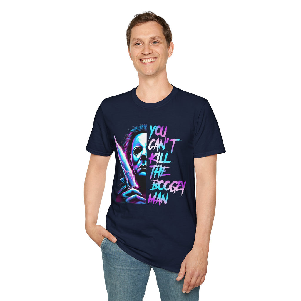You Can't Kill the Boogeyman T‑Shirt — Retro Neon Michael Myers Horror Tee