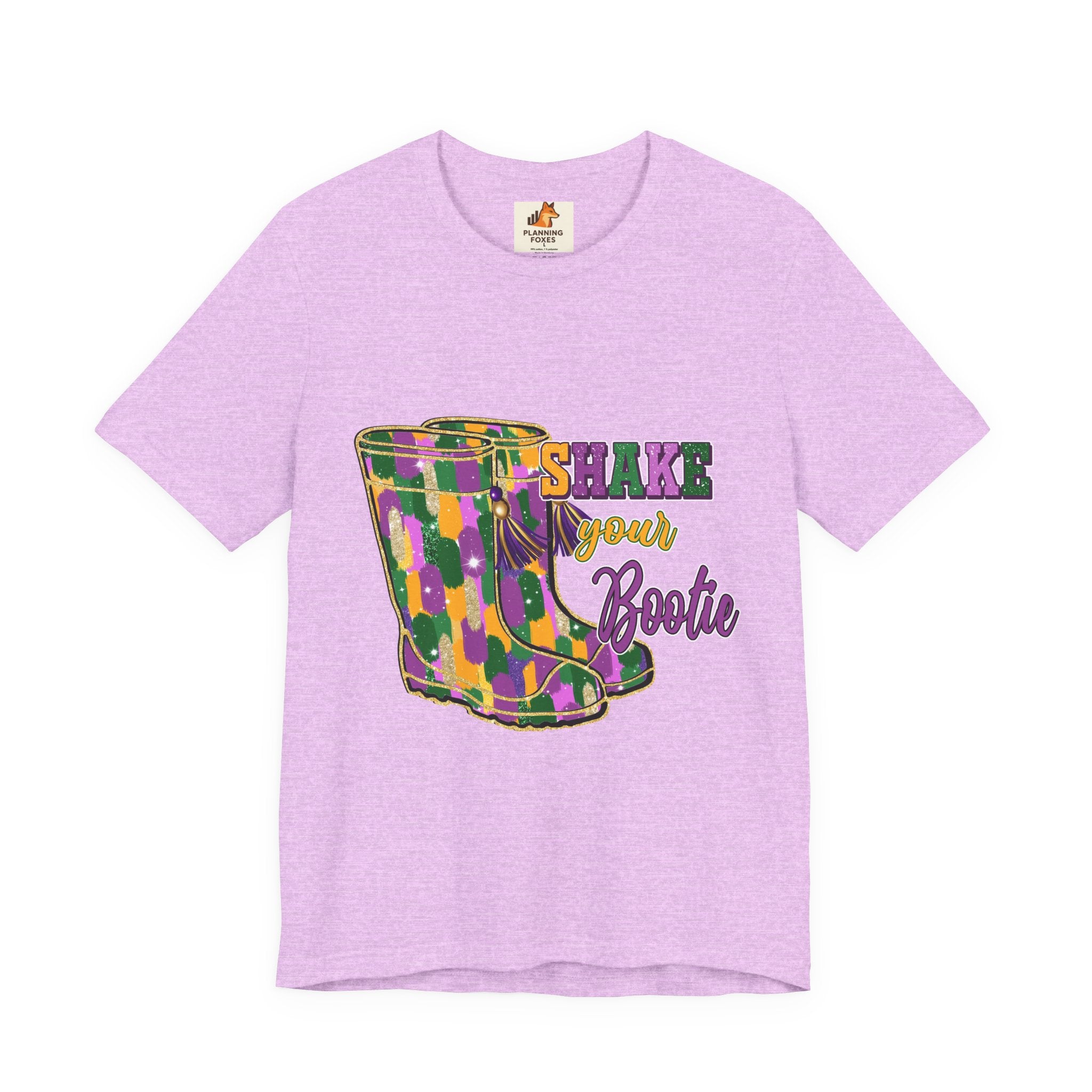 Mardi Gras 'Shake Your Bootie' T‑Shirt — Louisiana Fleur‑de‑Lis Tee