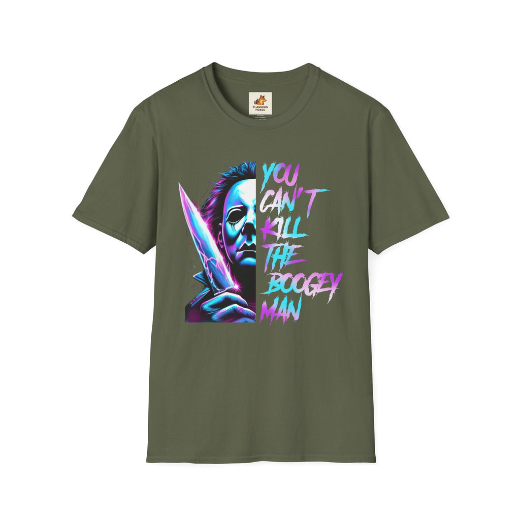 You Can't Kill the Boogeyman T‑Shirt — Retro Neon Michael Myers Horror Tee