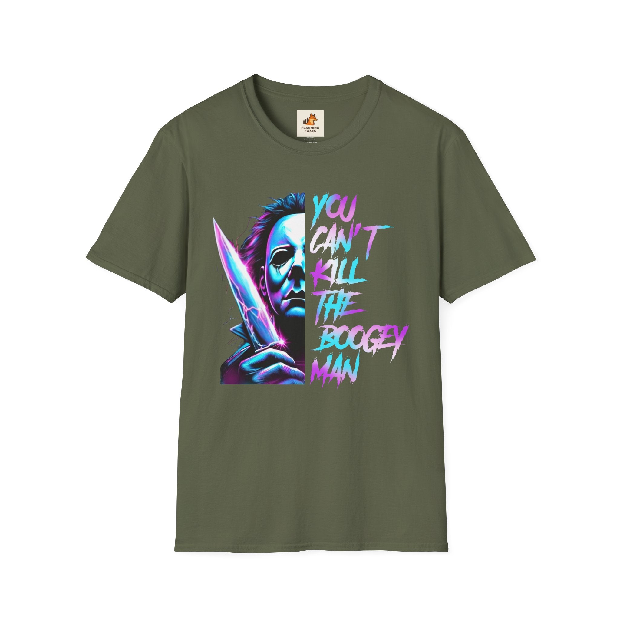 You Can't Kill the Boogeyman T‑Shirt — Retro Neon Michael Myers Horror Tee