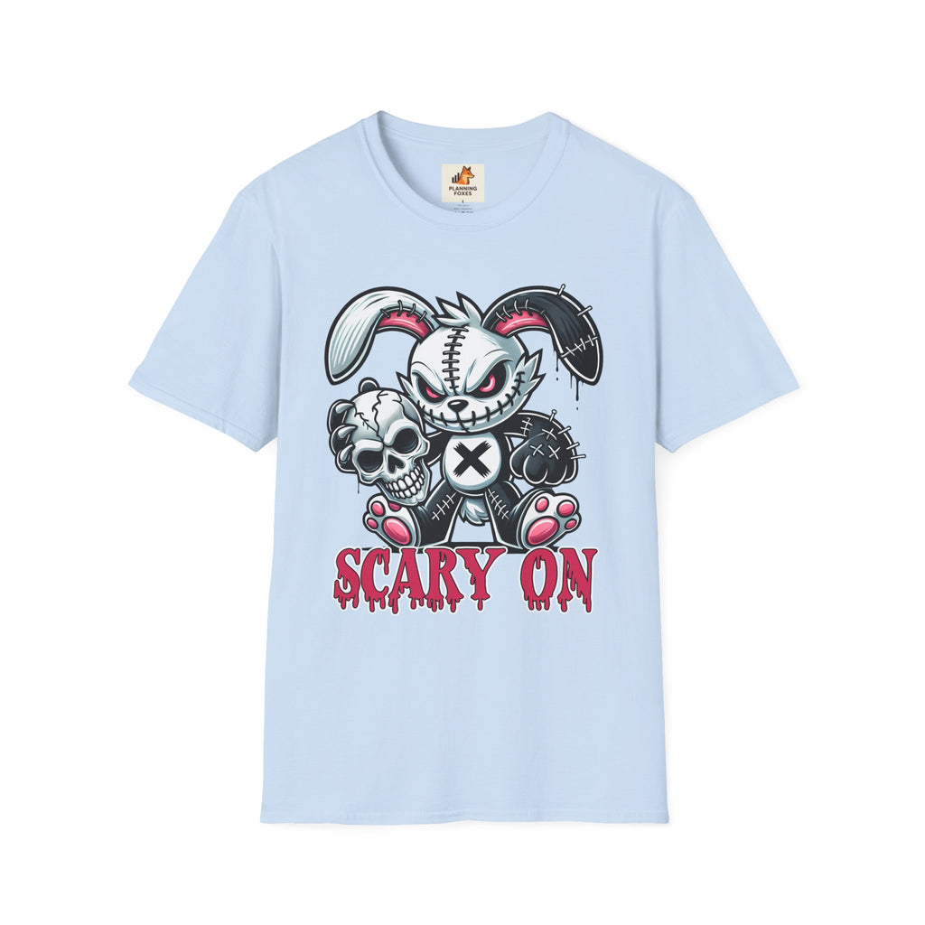 Scary On® Patchwork Demon Bunny T-Shirt — Horror Skull Graphic Tee