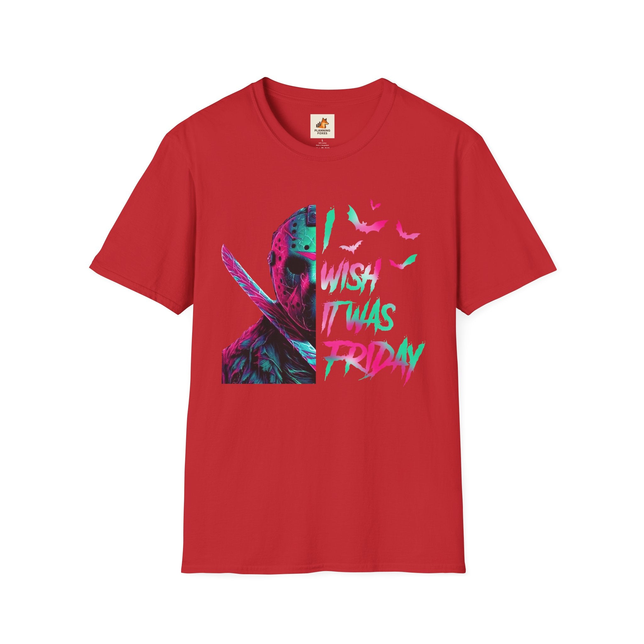 Friday Vibes T-Shirt — Neon Jason "Wish It Was Friday" Graphic Tee