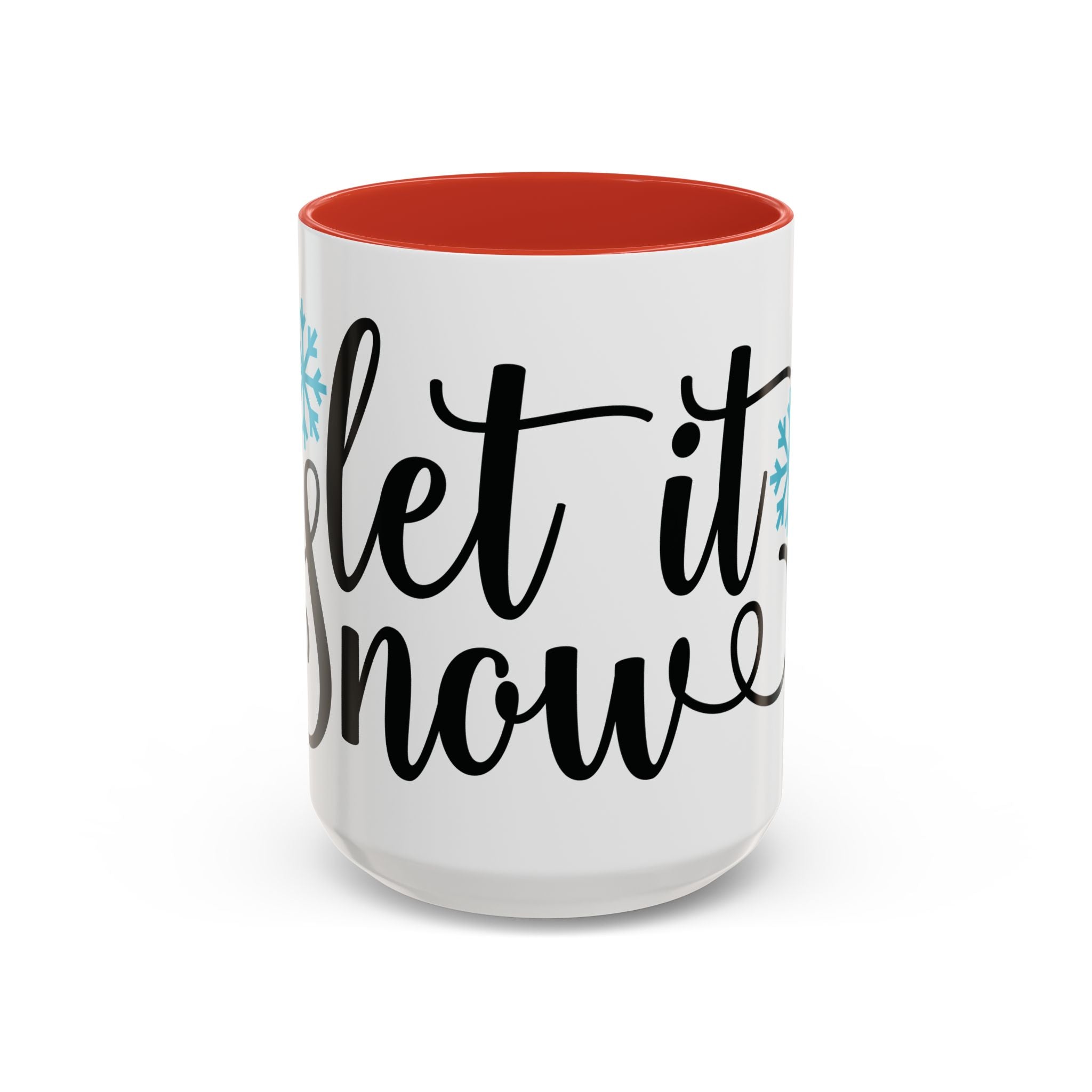 Let It Snow Accent Coffee Mug — Winter Holiday Snowflake Coffee Cup (11/15oz)