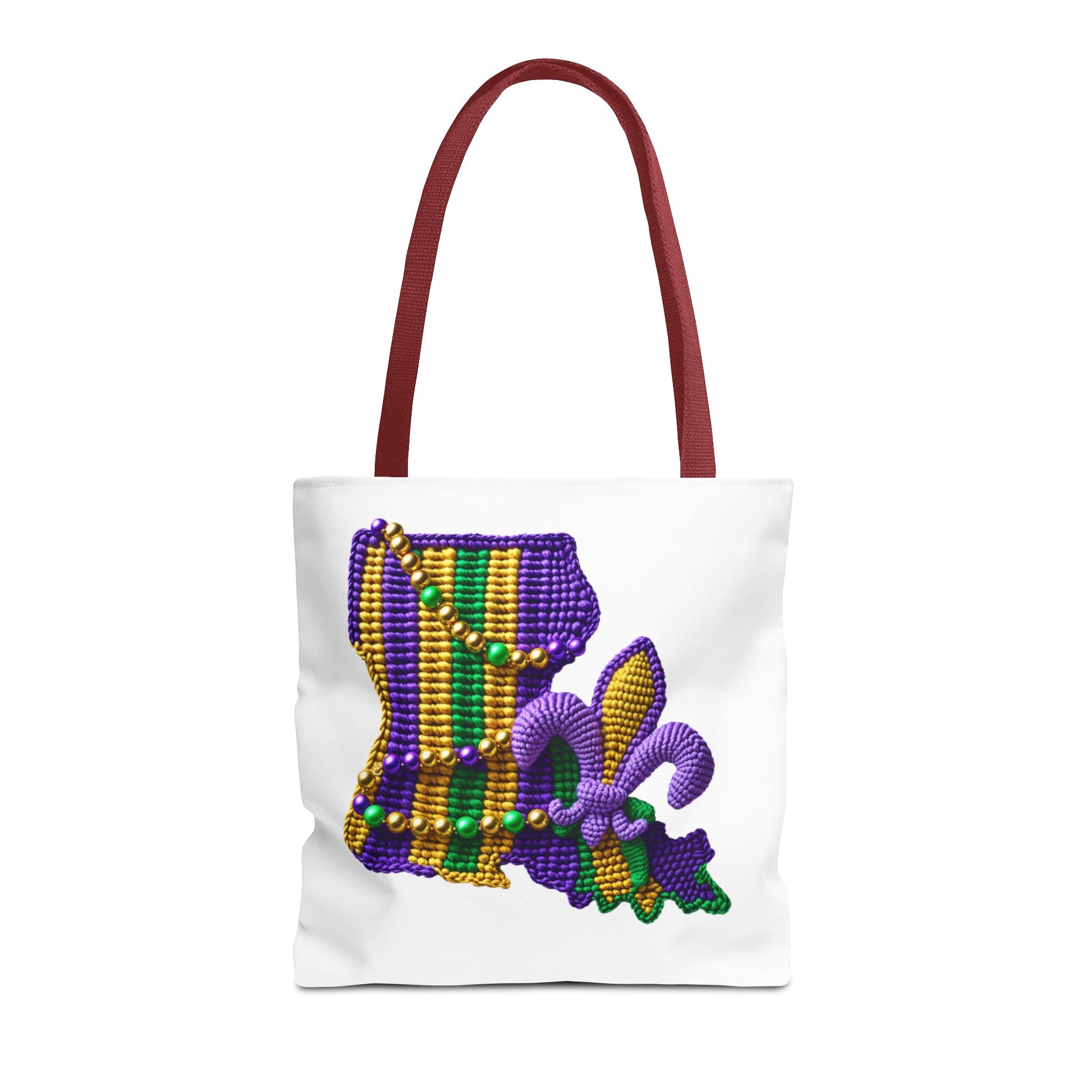 Mardi Gras Louisiana Tote Bag — Fleur‑de‑Lis Beads All‑Over Print