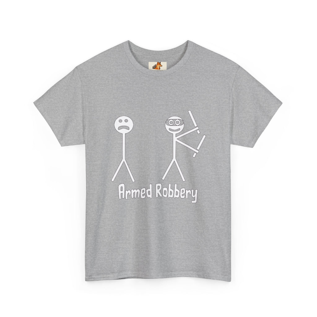 T-Shirt — 'Armed Robbery' Stick Figure Graphic Tee