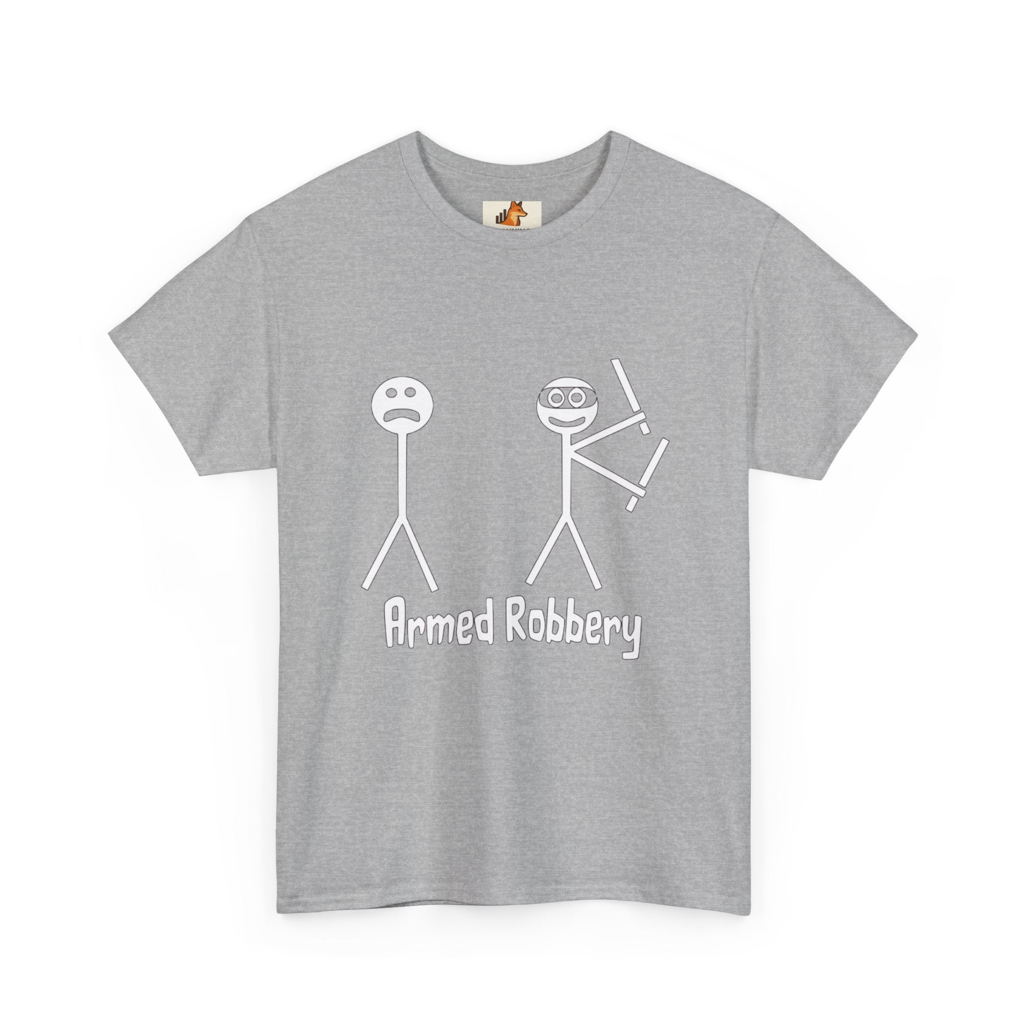 T-Shirt — 'Armed Robbery' Stick Figure Graphic Tee