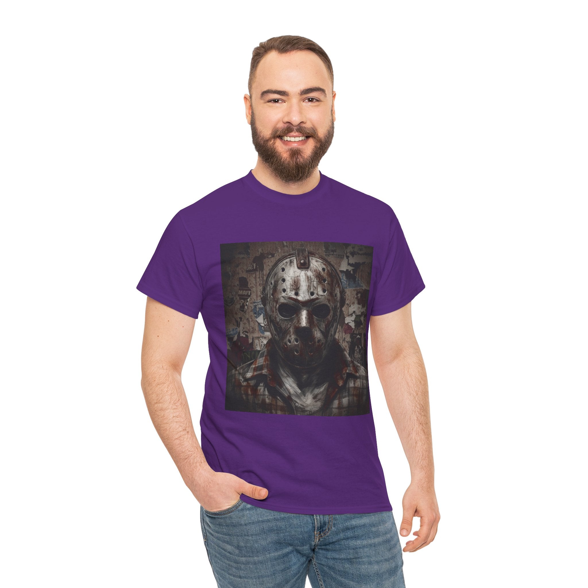 Hockey Mask Horror Tee — Retro Jason-Style Slasher Graphic Shirt