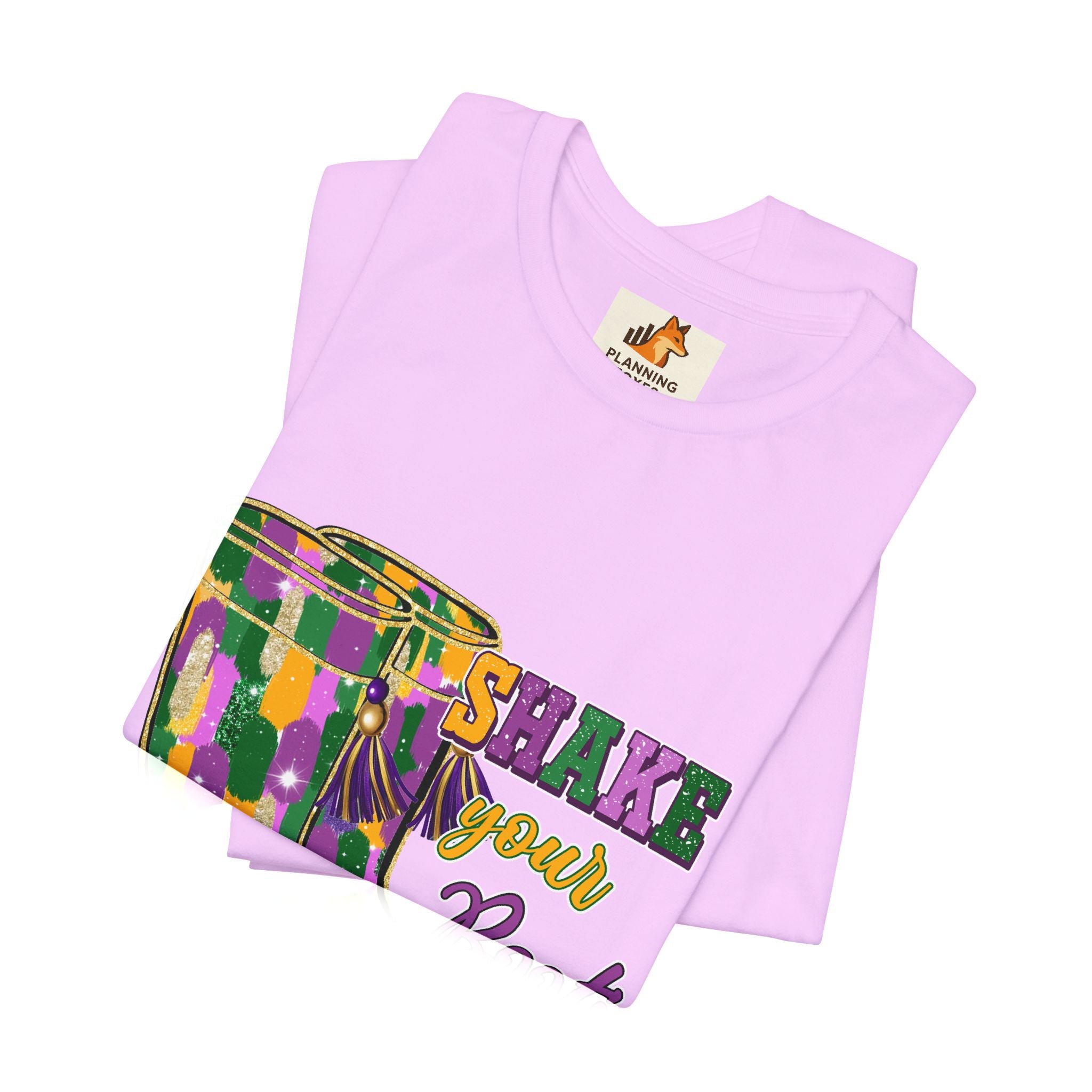 Mardi Gras 'Shake Your Bootie' T‑Shirt — Louisiana Fleur‑de‑Lis Tee