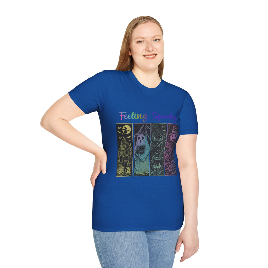 Feeling Spooky Halloween T-Shirt — Cute Ghost & Pumpkin Graphic