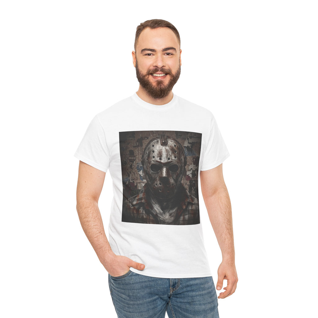 Hockey Mask Horror Tee — Retro Jason-Style Slasher Graphic Shirt