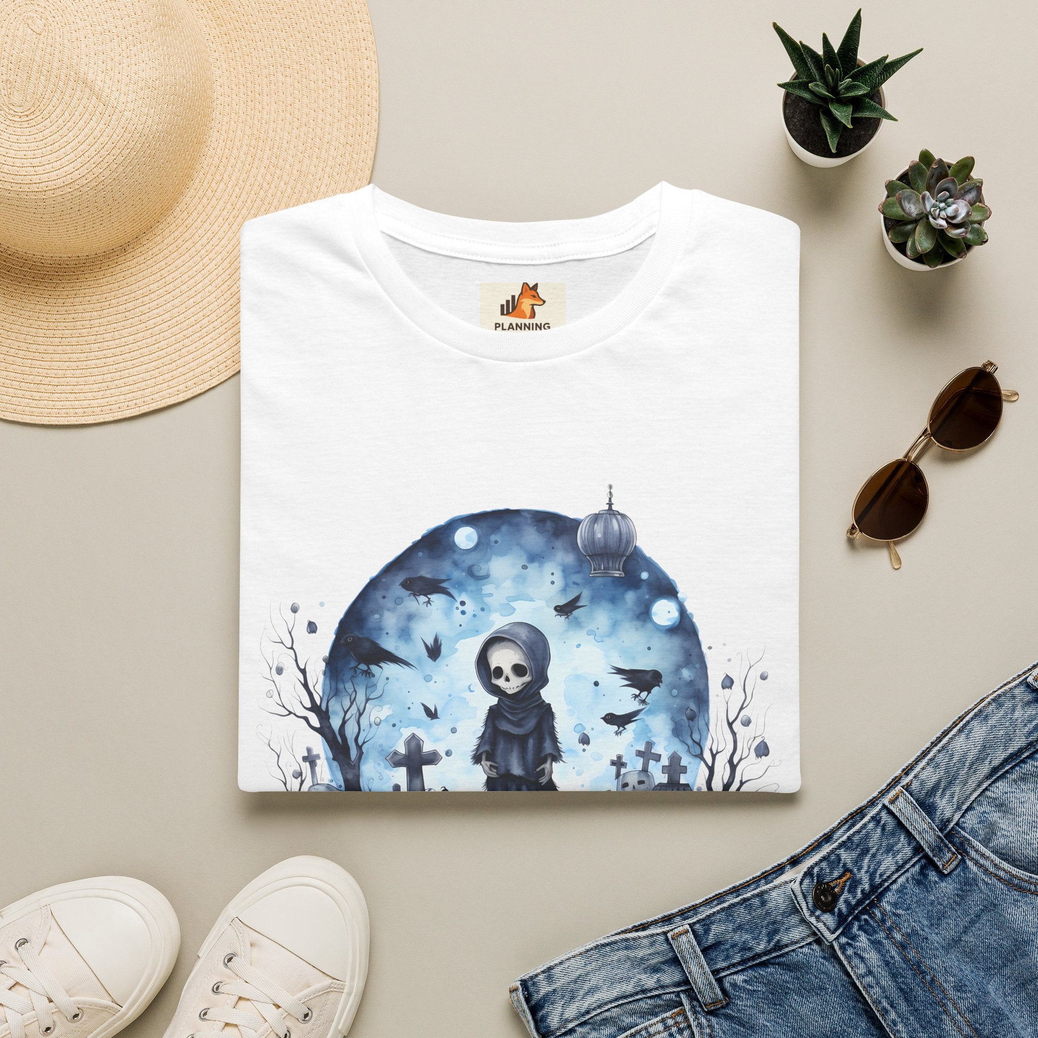 T-Shirt — Gothic Cute Grim Reaper Design (“Ephemeral Spectral Dance”)