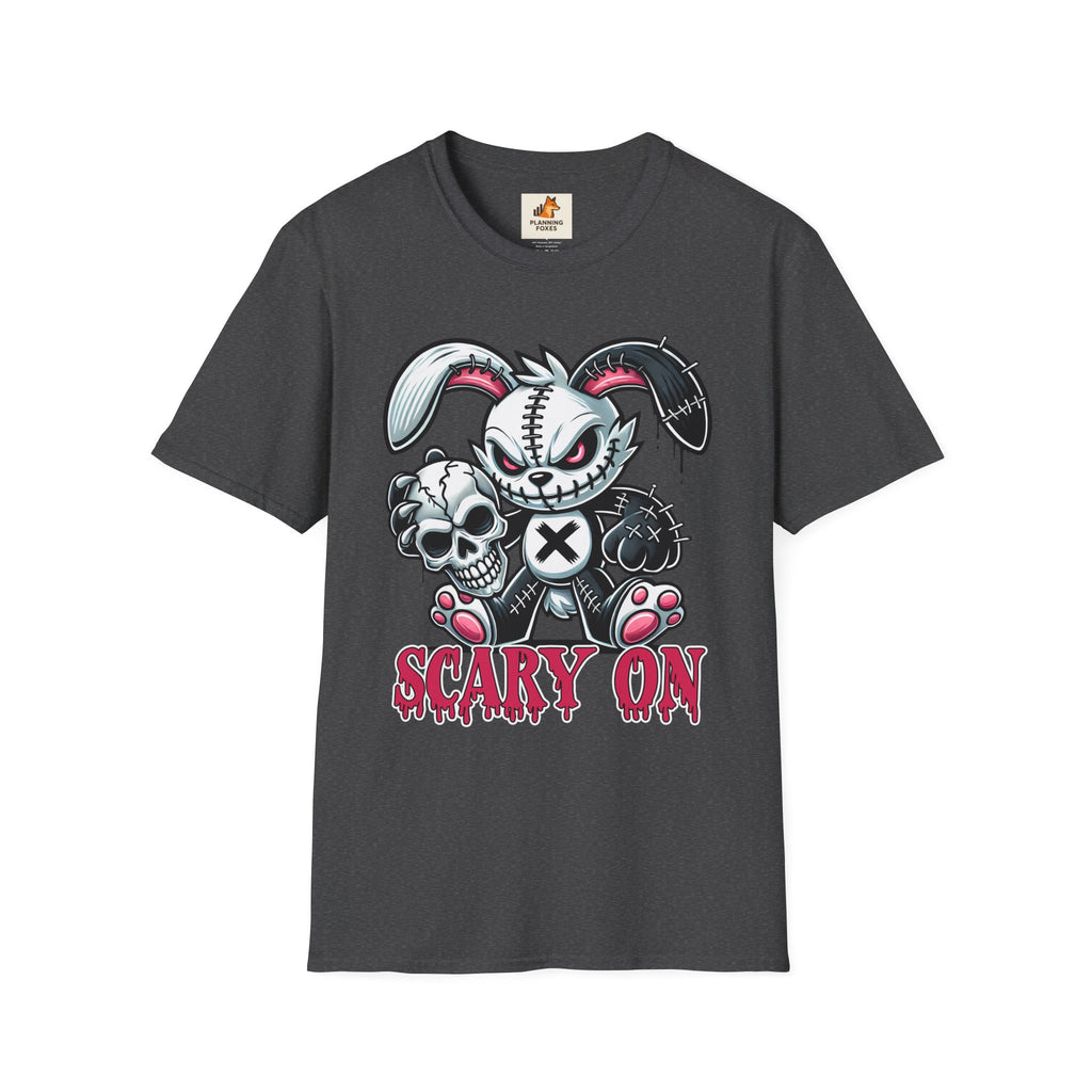Scary On® Patchwork Demon Bunny T-Shirt — Horror Skull Graphic Tee