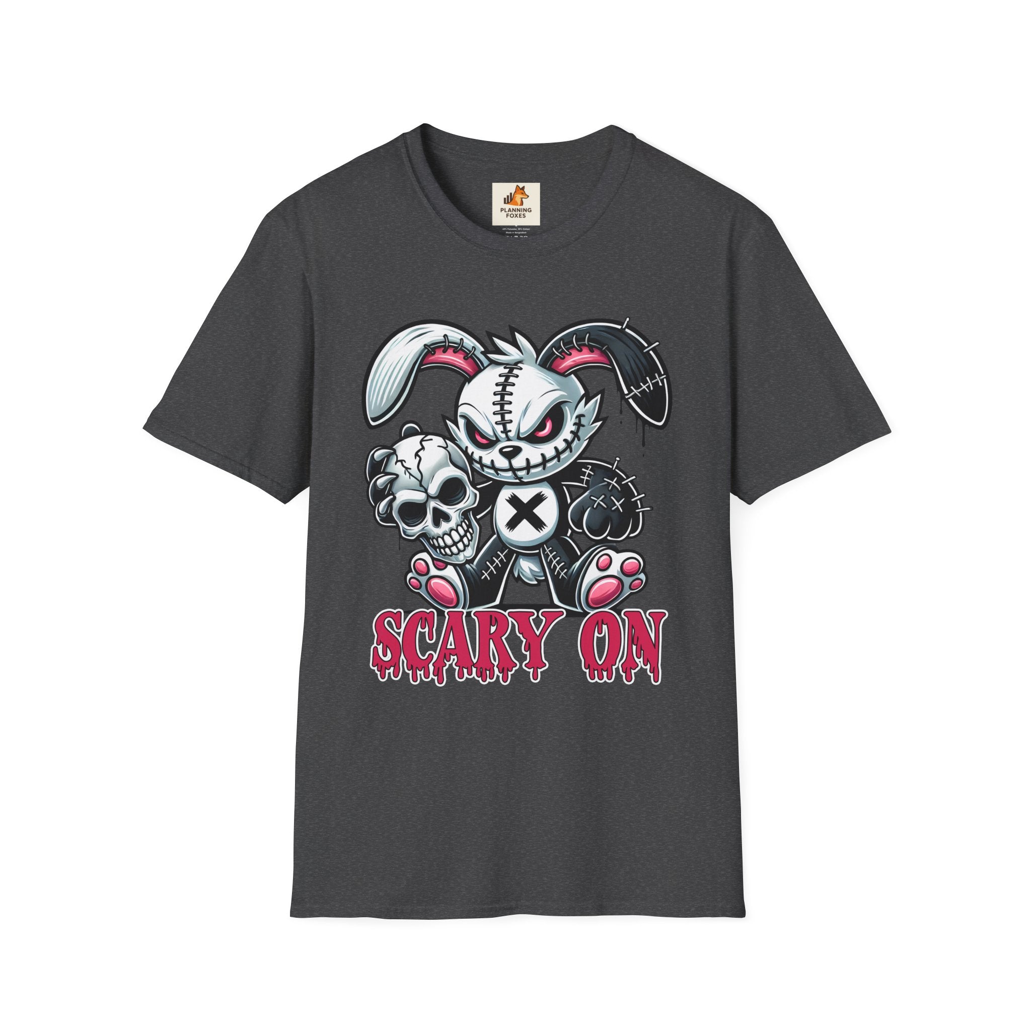 Scary On® Patchwork Demon Bunny T-Shirt — Horror Skull Graphic Tee