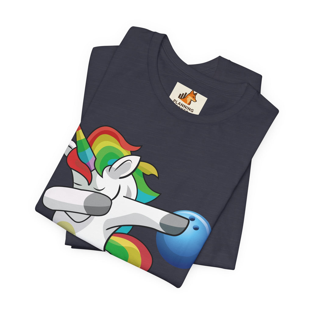 Dabbing Rainbow Unicorn Bowling T‑Shirt