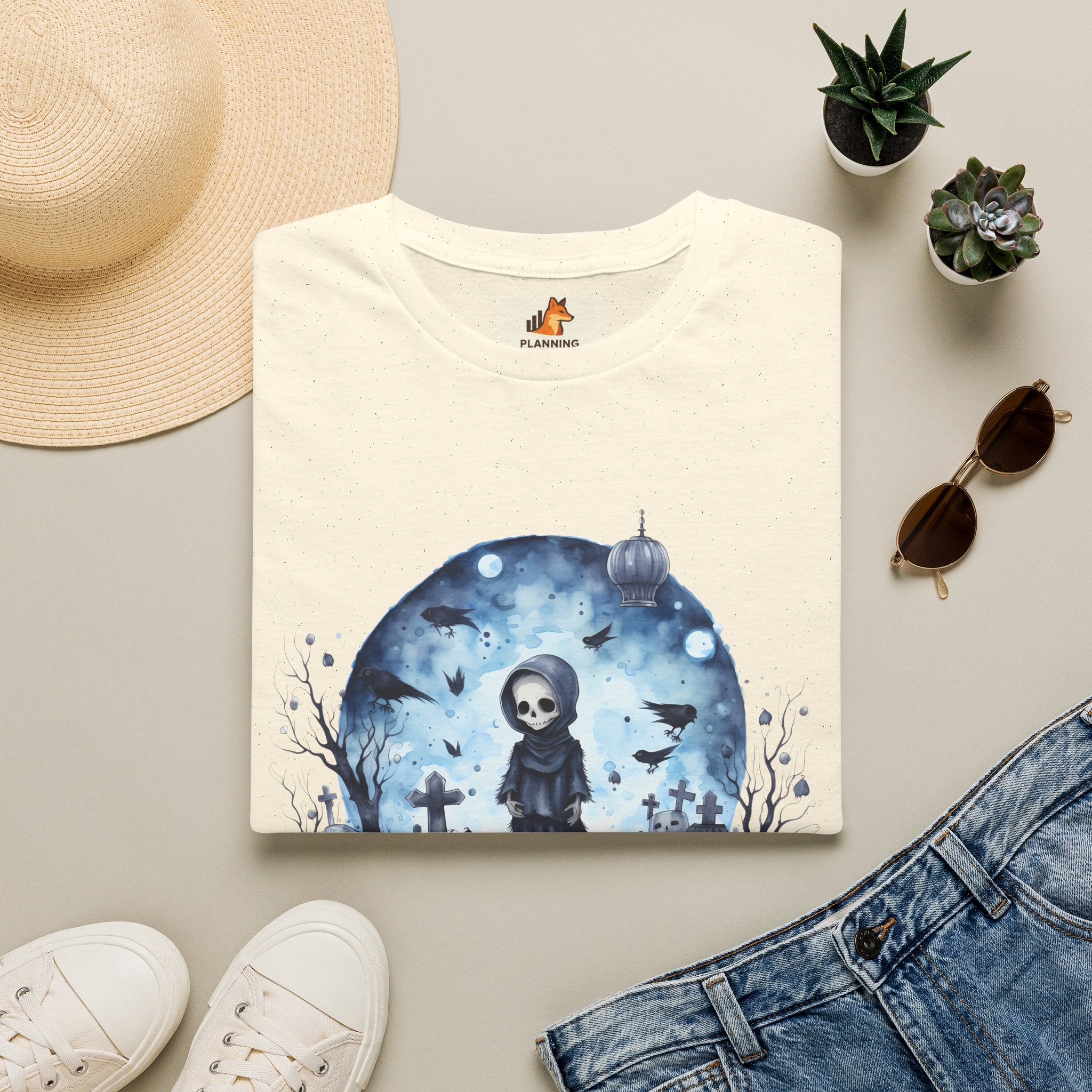 T-Shirt — Gothic Cute Grim Reaper Design (“Ephemeral Spectral Dance”)