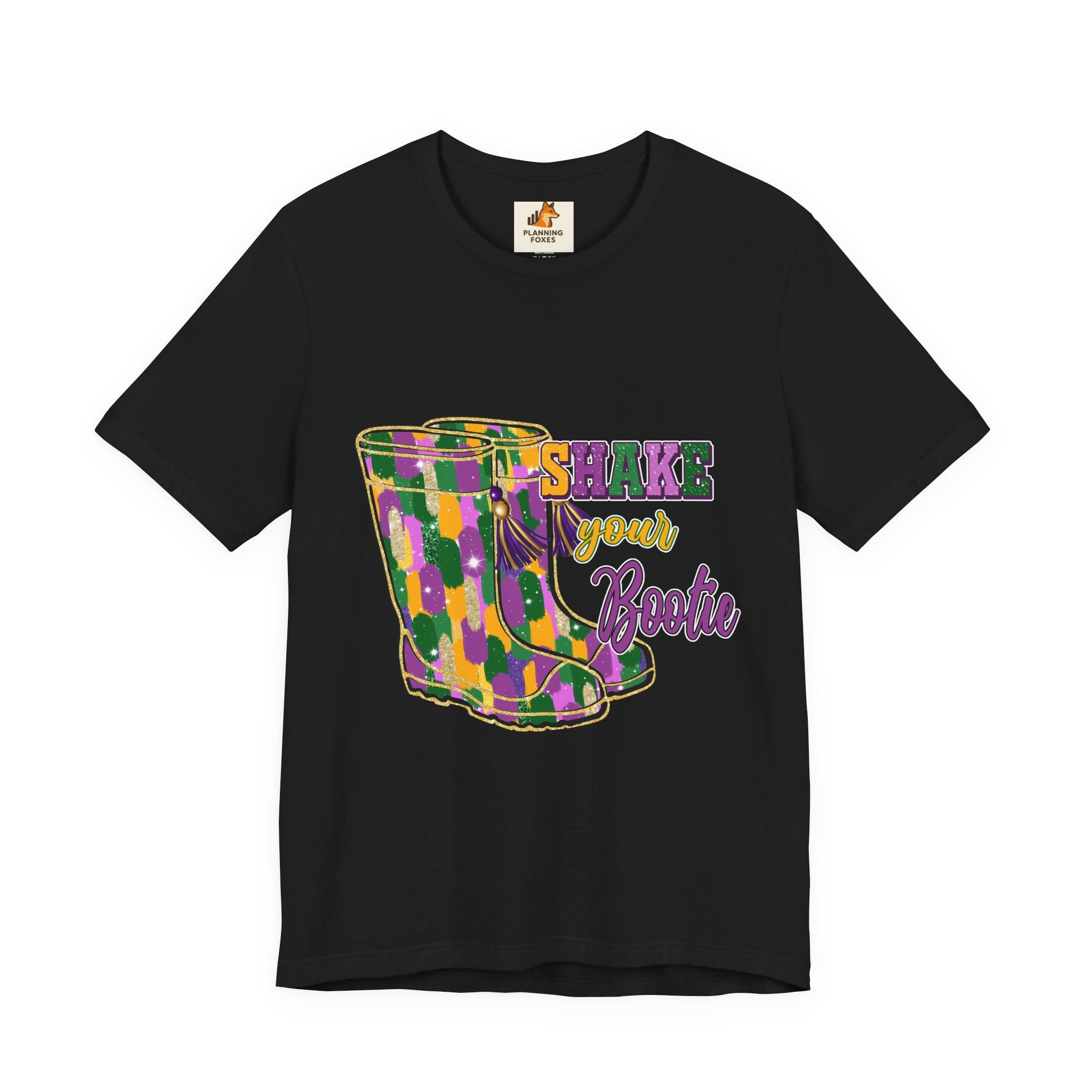 Mardi Gras 'Shake Your Bootie' T‑Shirt — Louisiana Fleur‑de‑Lis Tee