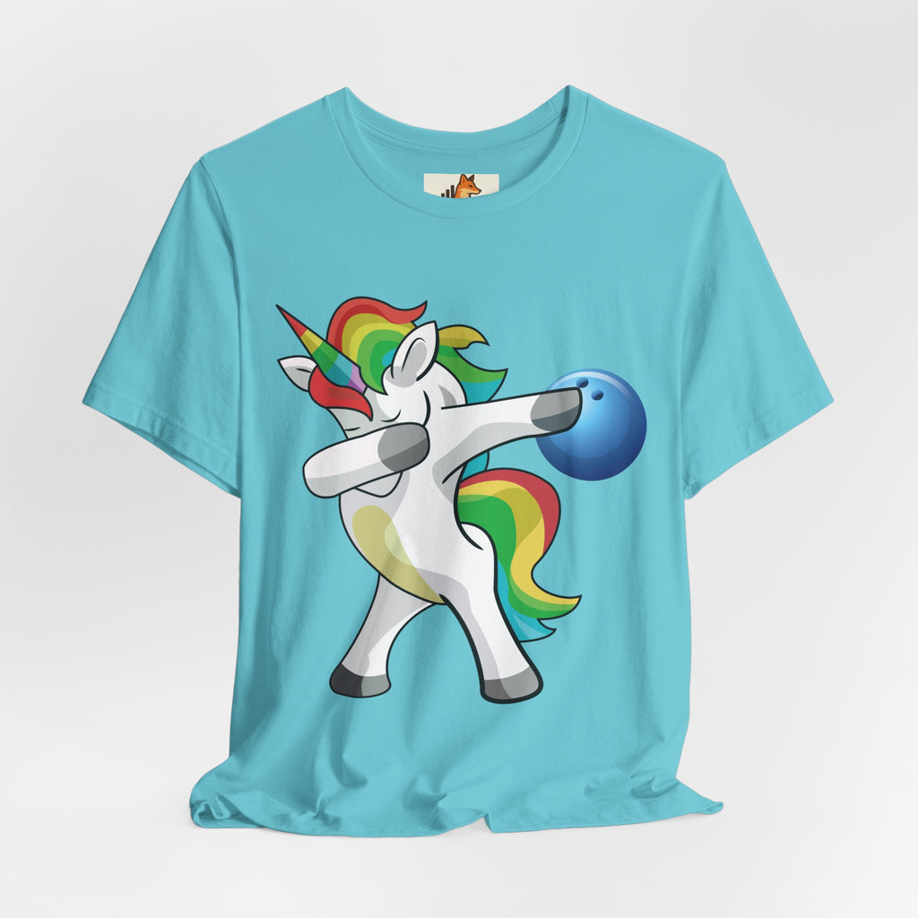 Dabbing Rainbow Unicorn Bowling T‑Shirt