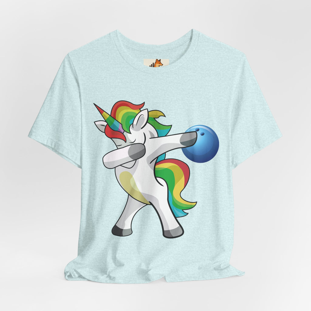 Dabbing Rainbow Unicorn Bowling T‑Shirt